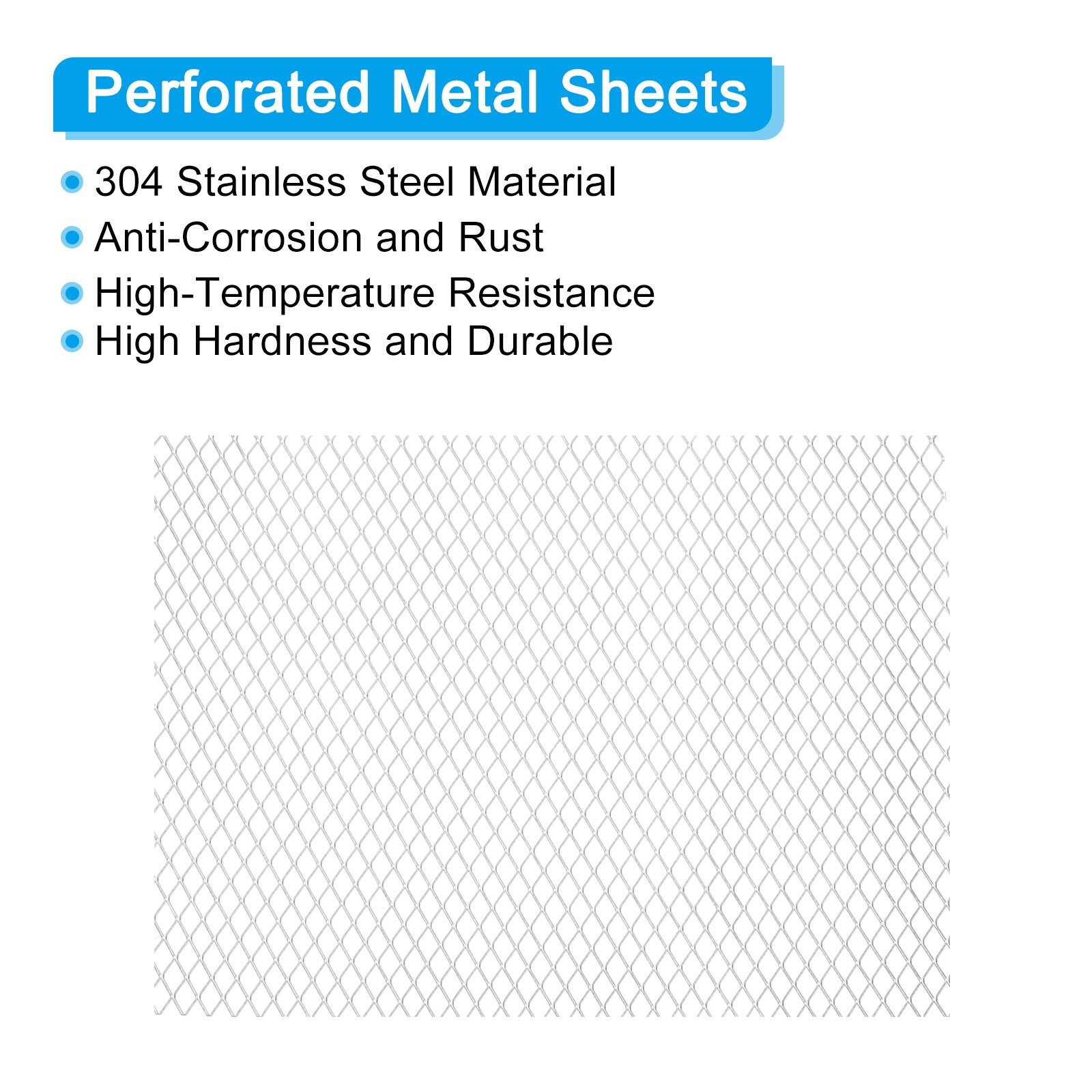 7.8″L x 9.8″W Universal Car Grill Mesh, 7x12mm Diamond Hole, Silver Tone
