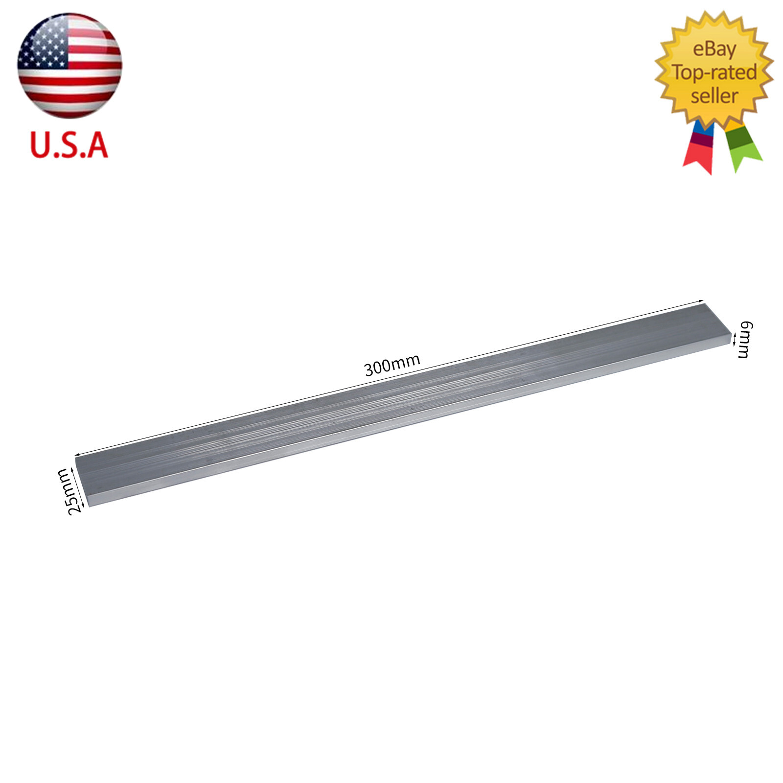 2x Metal T6061 Aluminum Flat Plate Sheet Stock Length 300mm Width 25mm Thick 6mm