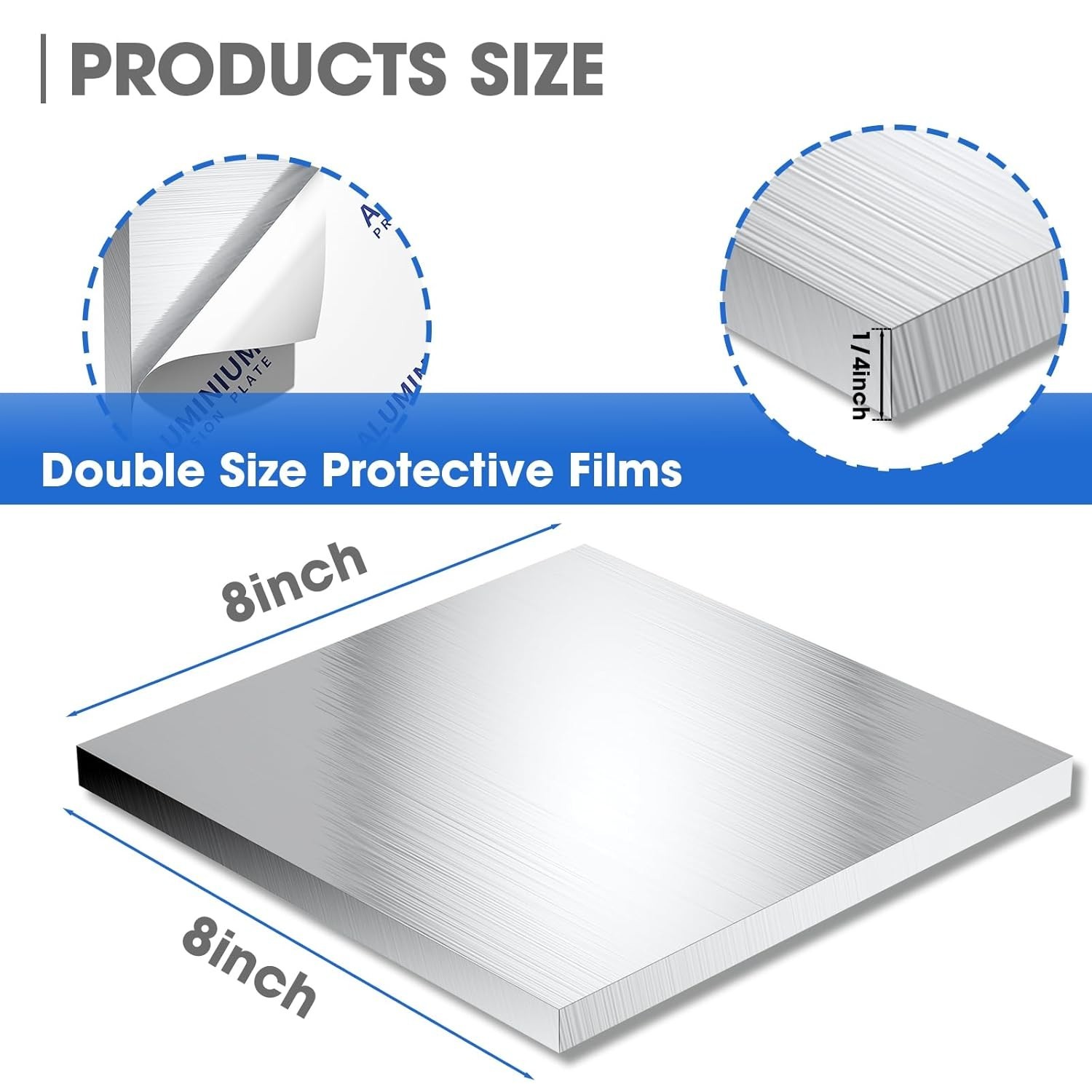 1/4 Inch Thick Aluminum Sheet 8×8 – Durable 6061 Metal Plate with Protection