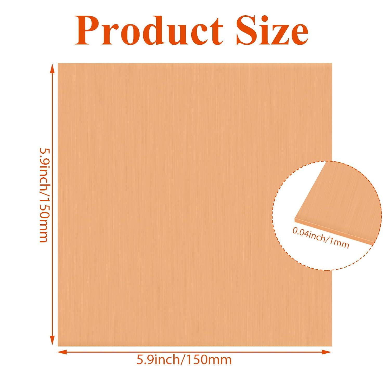 4PCS Pure Copper Sheet 6”X 6”X 0.05”, 18 Gauge Thickness, Film Attached Copper