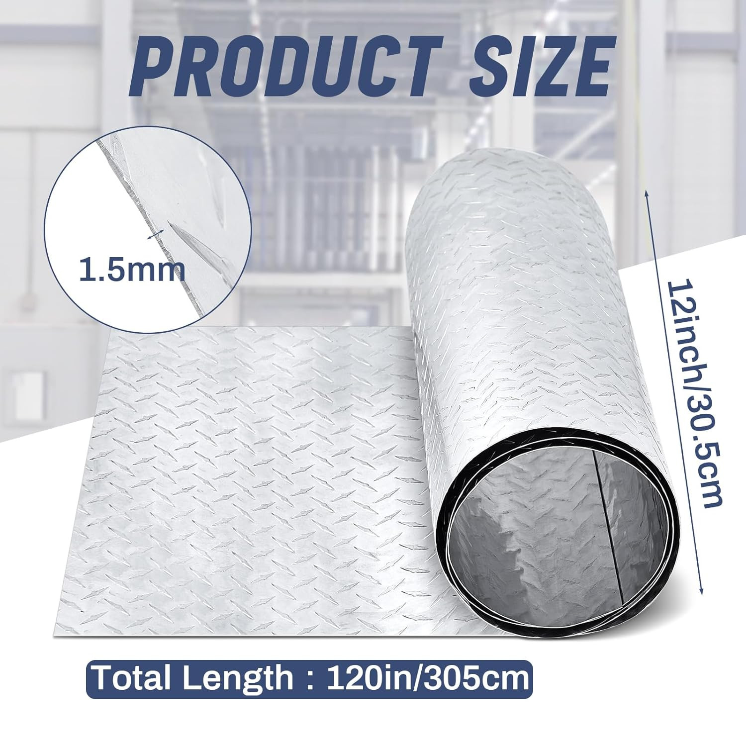 Heavy Duty 12″x120″ Diamond Plate Aluminum Sheet for Wall & Trailer