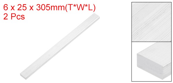 Square 6063 Aluminum Flat Bar, 2Pcs 1/4″ Thickness 1″ Width 12″ Length