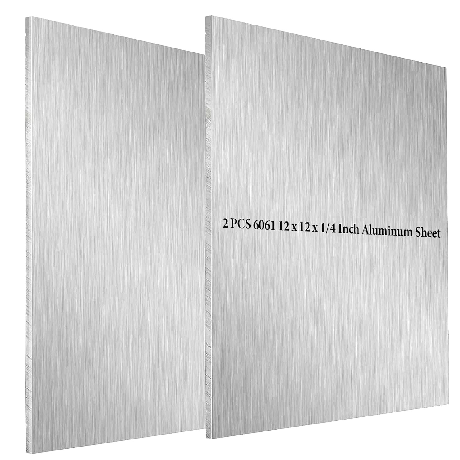 2 Pack 6061 12 x 12 x 1/4 Inch Aluminum Sheet, T6 Heavy Duty Flat Plain Multifun