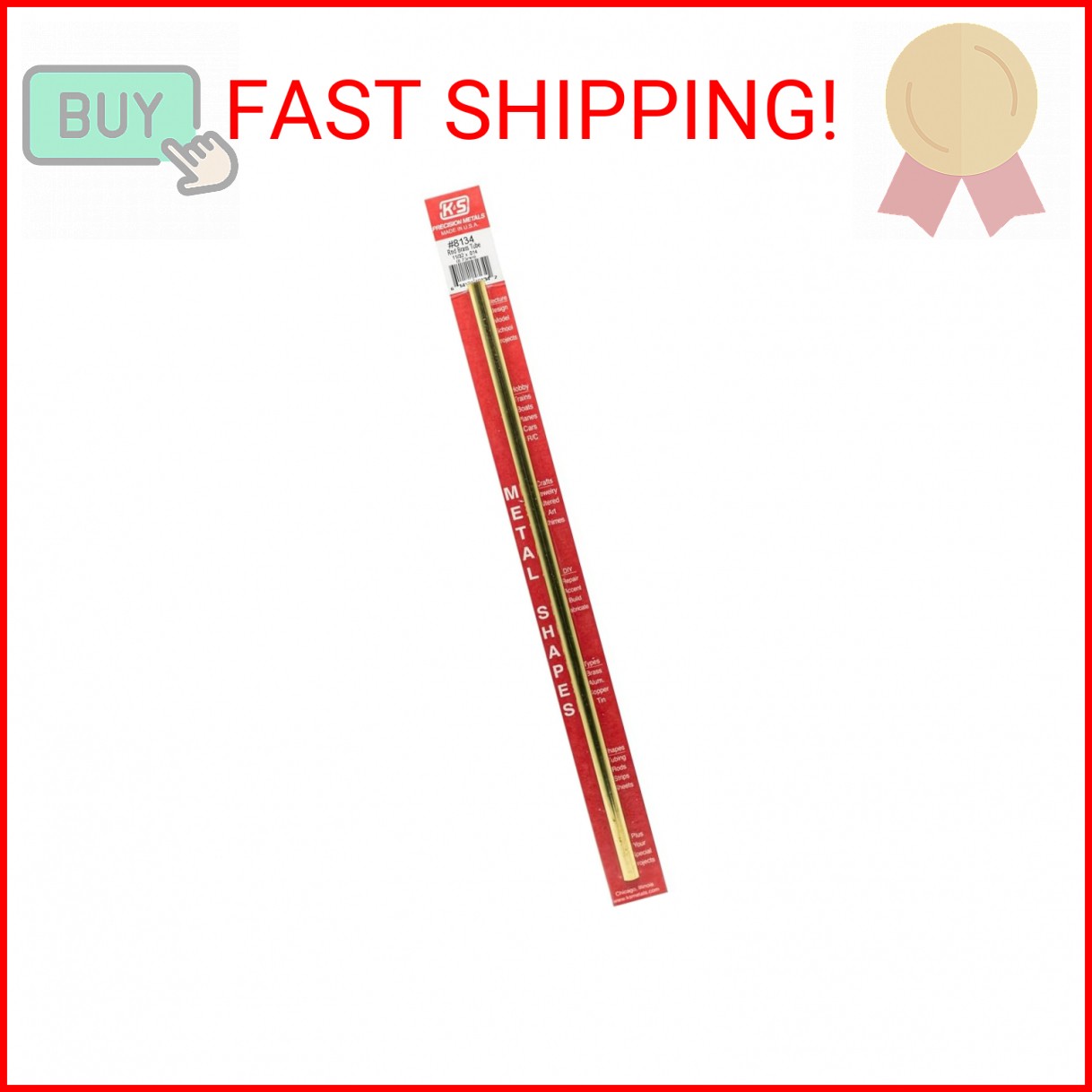 K&S Precision Metals Round Brass Tube 8134 – 11/32″ OD x 0.014″ Wall x 12″ Long