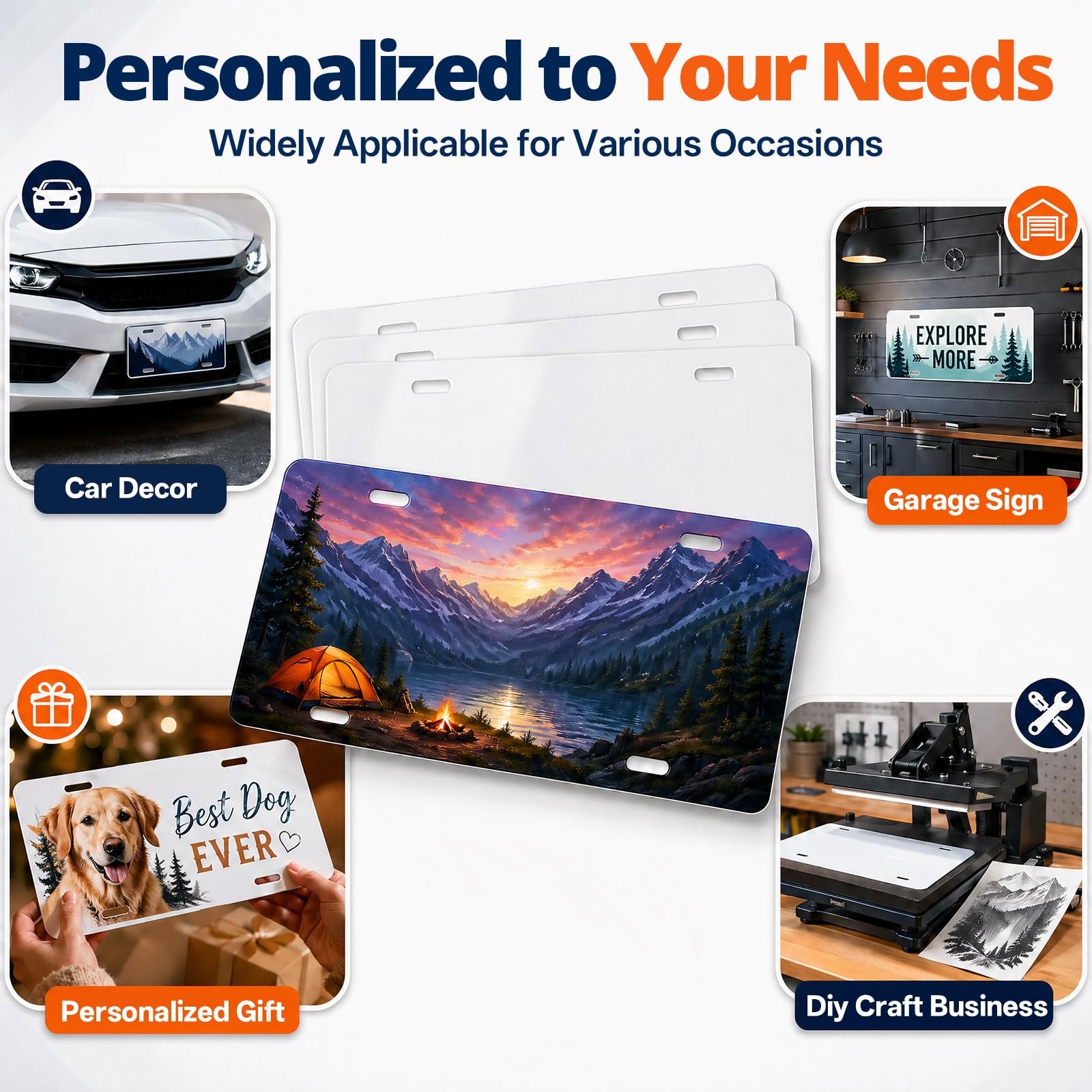 100 Pack Sublimation License Plate Blanks, 6″X12″ x 0.65mm Aluminum
