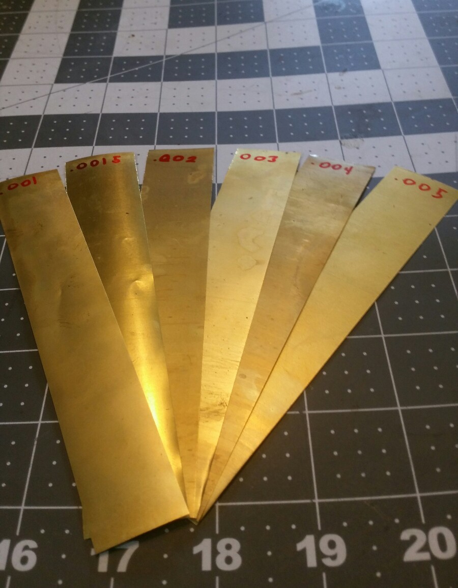 brass Shim Stock assortment 0.001 0.0015 0.002 0.003 0.004 0.005 1″x6″ 6 pieces*