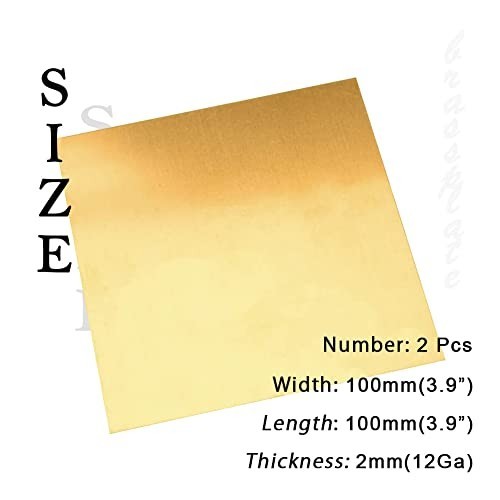 Tynulox 12 Gauge Brass Sheet，H62 Brass Plates Metal 0.079″ Thickness x 3.9″ W…