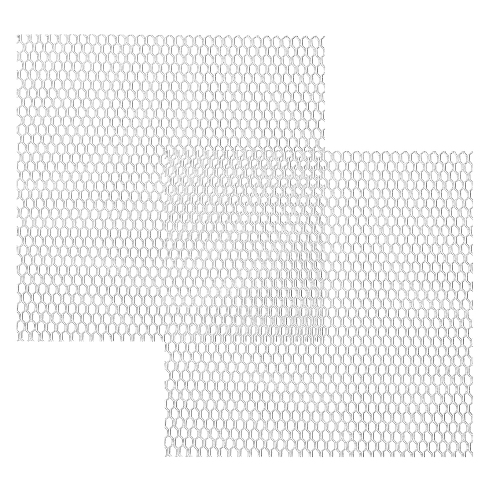 4″L x 4″W Universal Car Grill Mesh, 2Pcs 3x6mm Hexagon Hole, Silver Tone