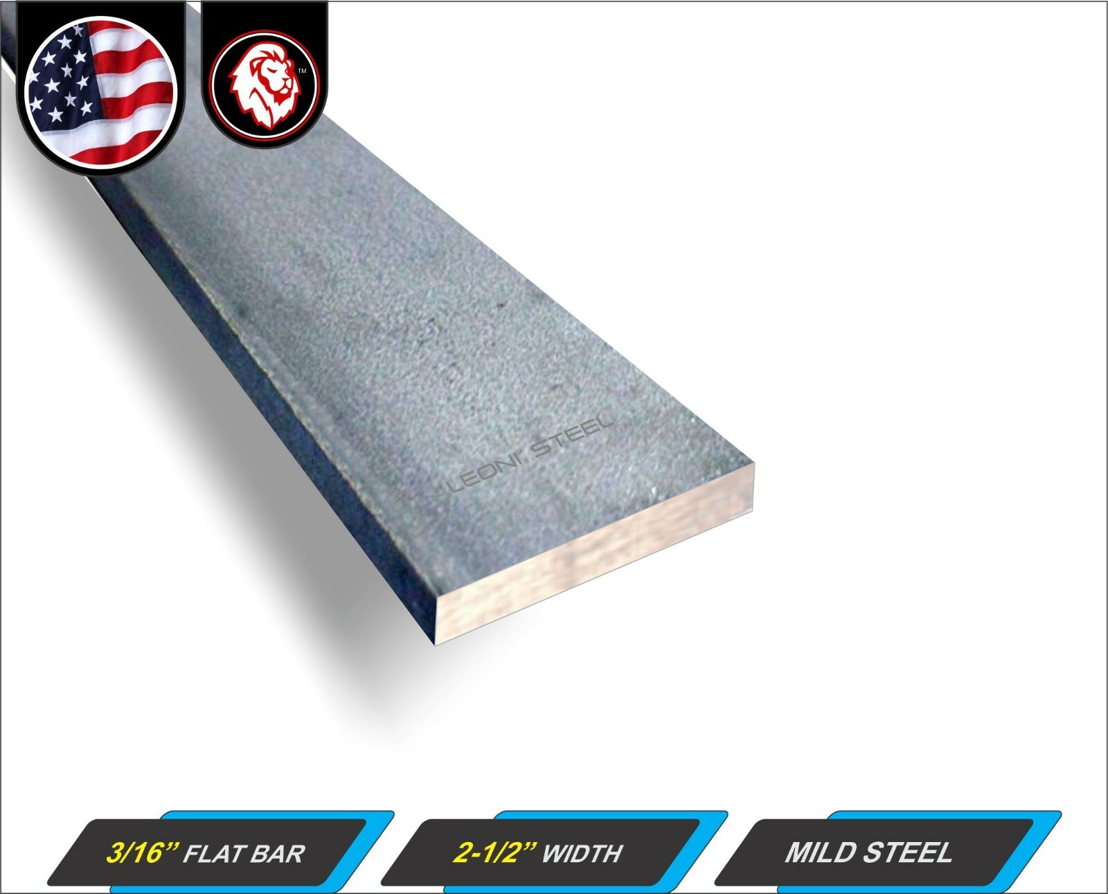 3/16″ x 2-1/2″ Steel Flat Bar – Metal Stock – Mild Steel – 72″ Long (6-ft)