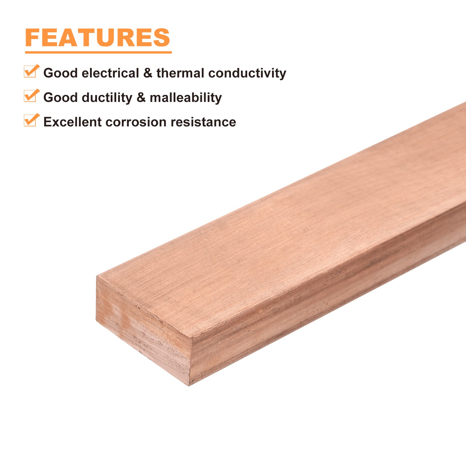 2Pcs Copper Flat Bar, 3/8″ Thickness x 1″ Width x 6″ Length Copper Bar Stock