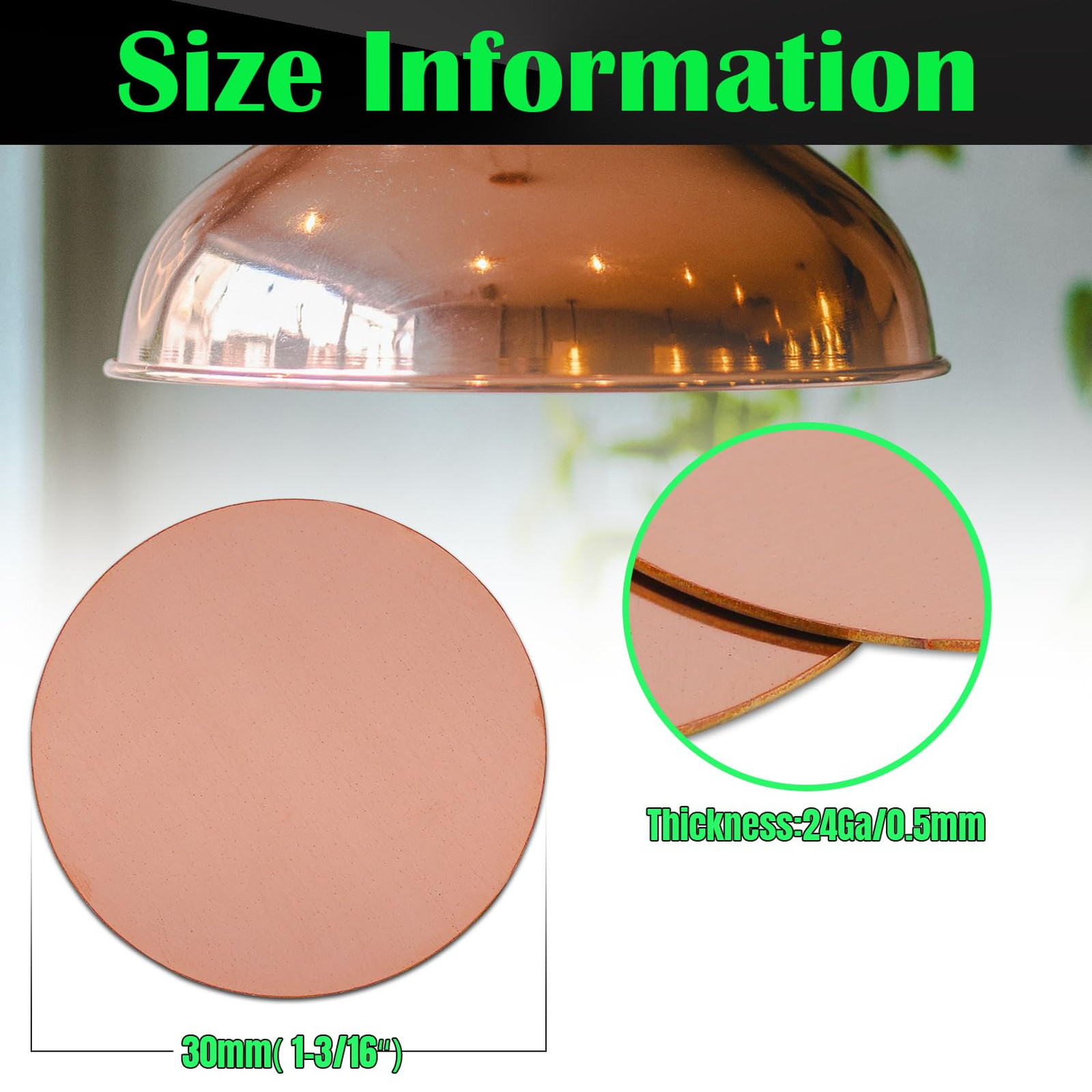 Copper Discs 1-3/16 Inch 24 Gauge 0.5mm Thickness Pure Copper Circles for