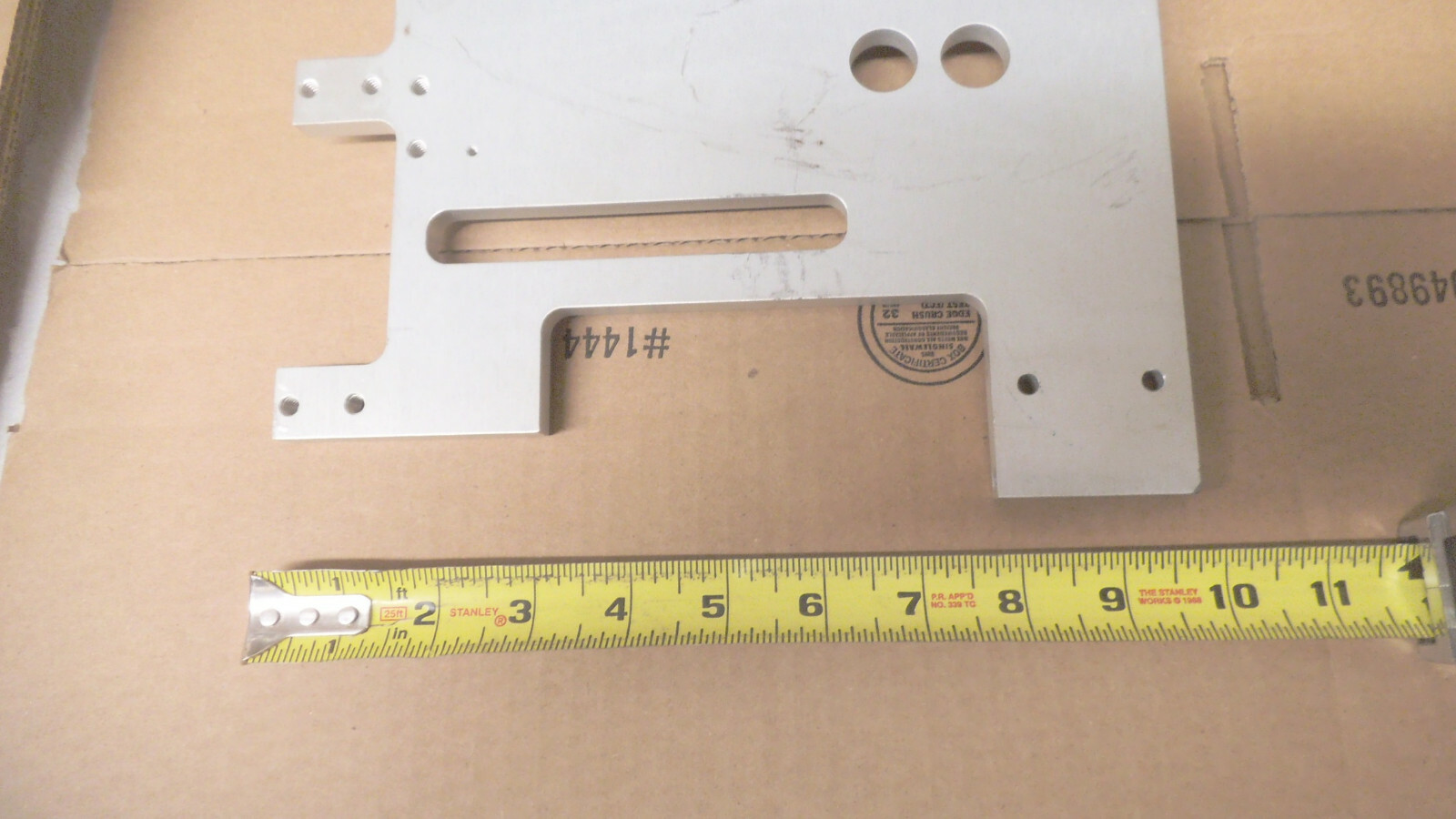 Aluminum plate or bracket, 19-3/8″ x 9-7/8″ x point 380″ thick