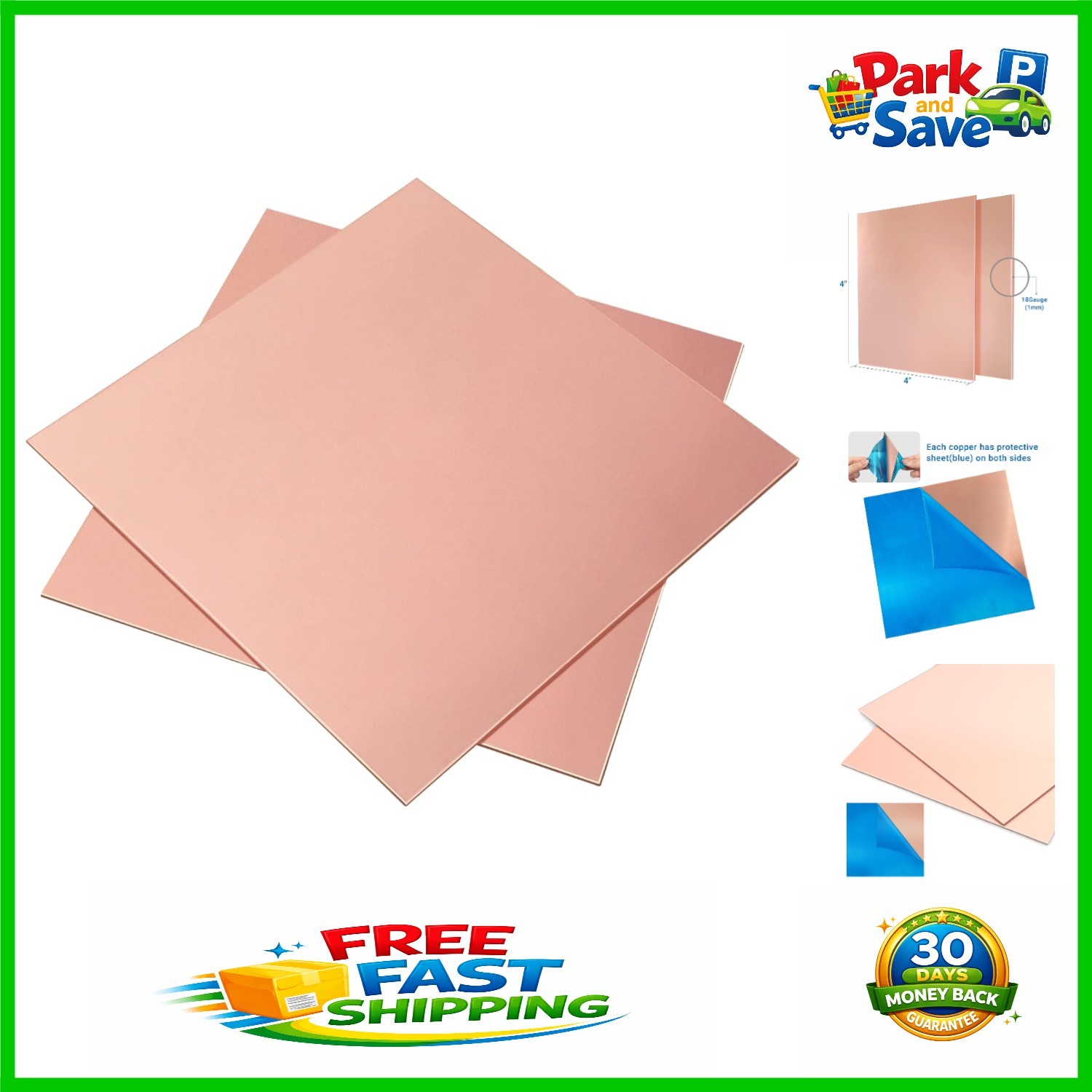 High-Quality 18 Gauge Copper Plates (2 Pack) for Crafting & Model Building