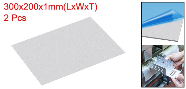 300mm x 200mm x 1mm Rectangle 1060 Aluminum Sheet Flat Metal Plate Stock, 2Pcs