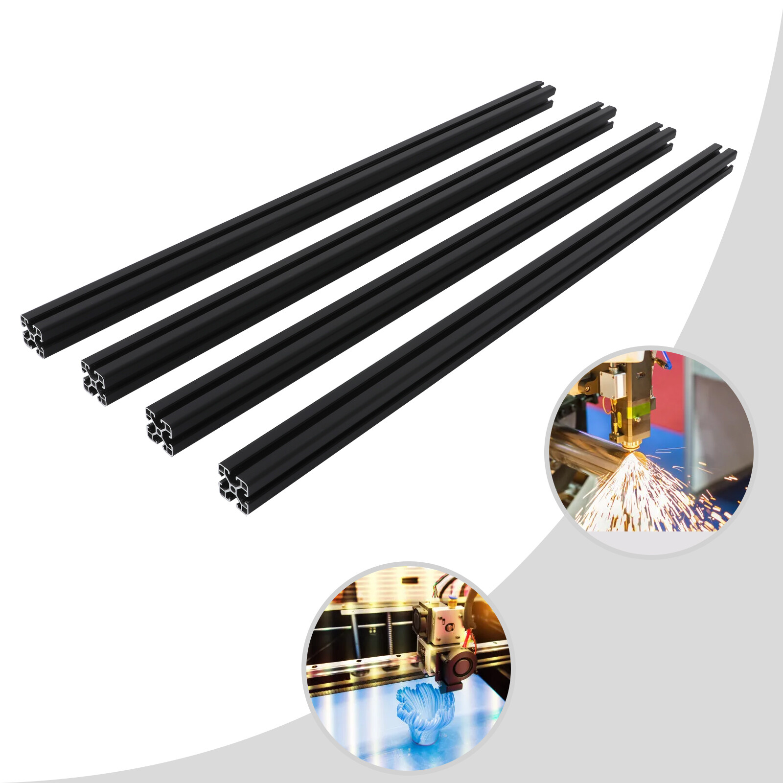 4pcs Aluminum Extrusion European Standard 4040 T Slot 1.5mm Tube Wall Thickness