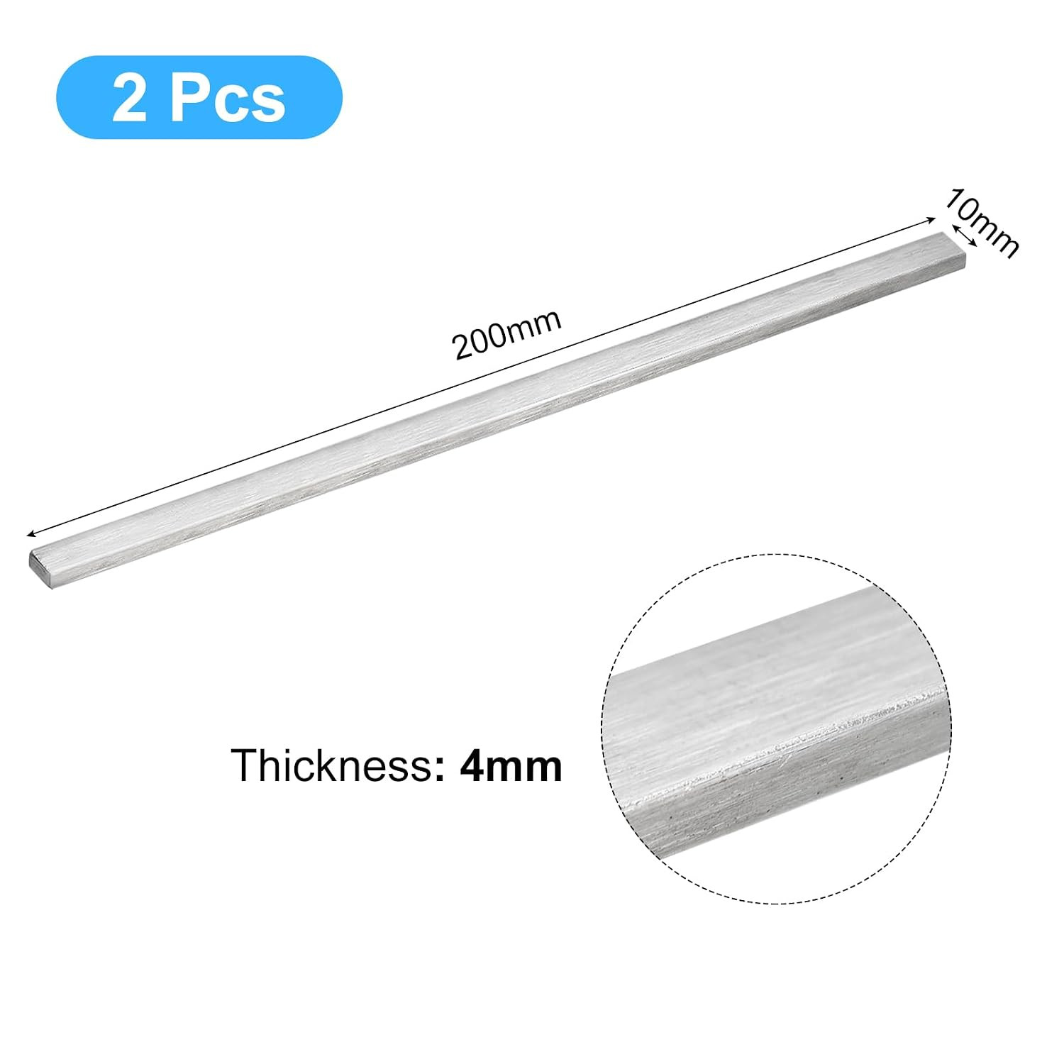 316L Stainless Steel Flat Bar, 5/32″ Thickness 3/8″ Width 8″ Length Brushed Fini