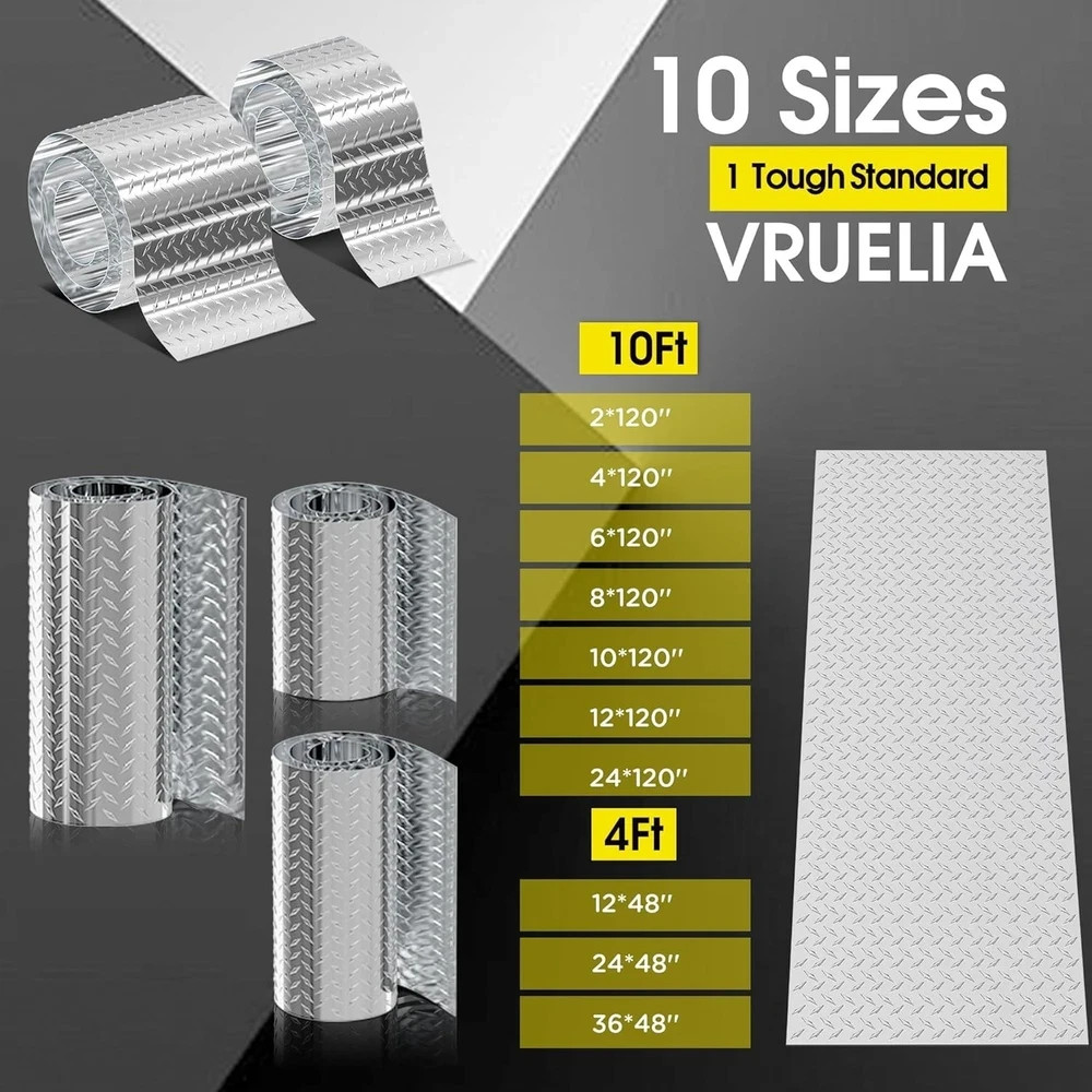 Diamond Plate Aluminum Sheet 0.045″ 3003-H22, 6X120In | with Gloves/Rivets, RV F