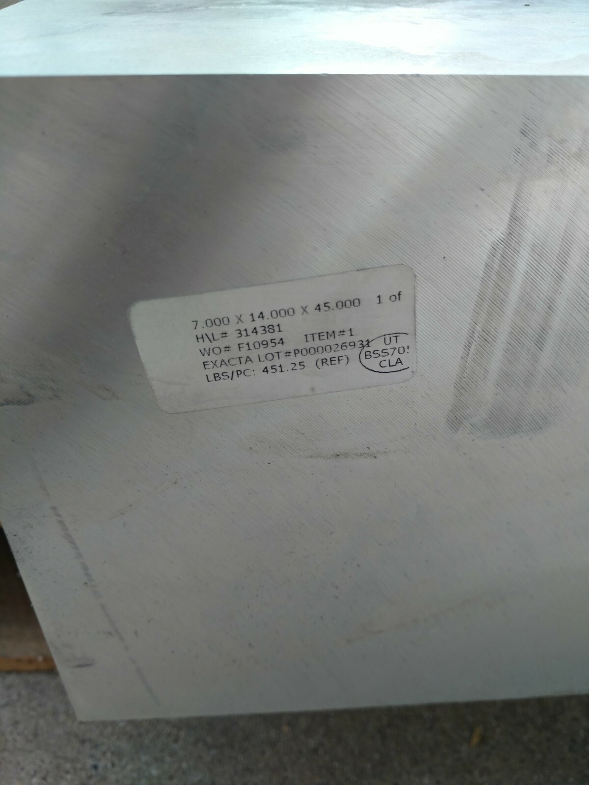 7″ x 14″ 7140 T7651 Aluminum Bar Stock Plate Cut to length per 1″ CNC Stock