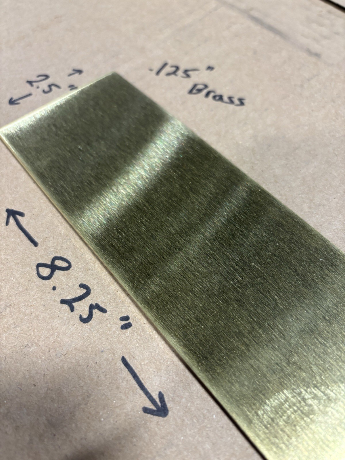 1/8” (0.125” Thick) Brass Sheet Metal – 260 Brass – 2.5” x 8.25”