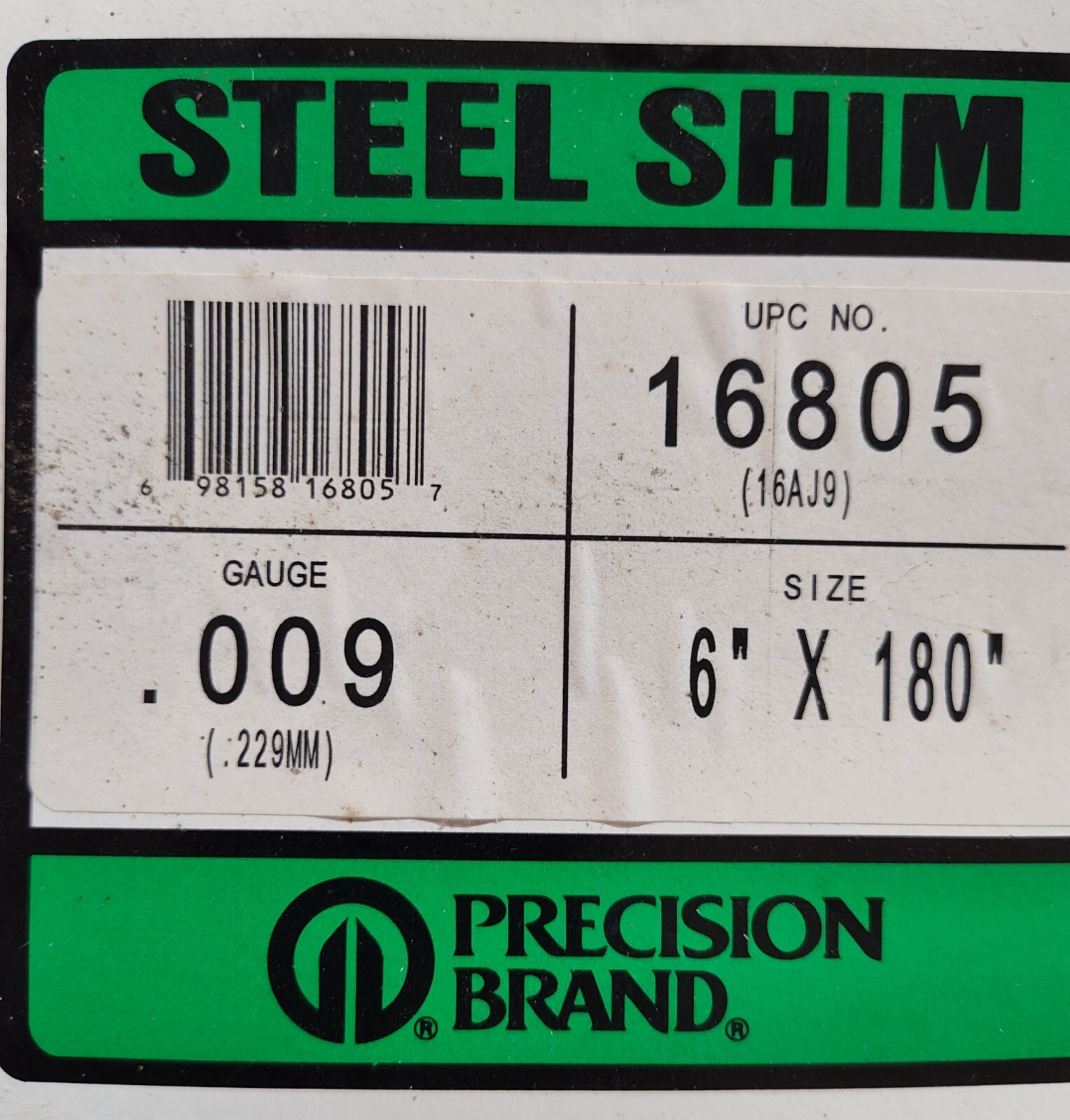 PRECISION BRAND SHIM STOCK .009 X 6″ X 180″ UPC 16805