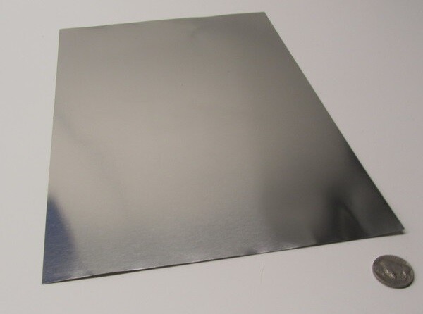 18-8 Stainless Steel Sheet, Full Hard, .001″ x 8.0″ x 12″, 2 Piece