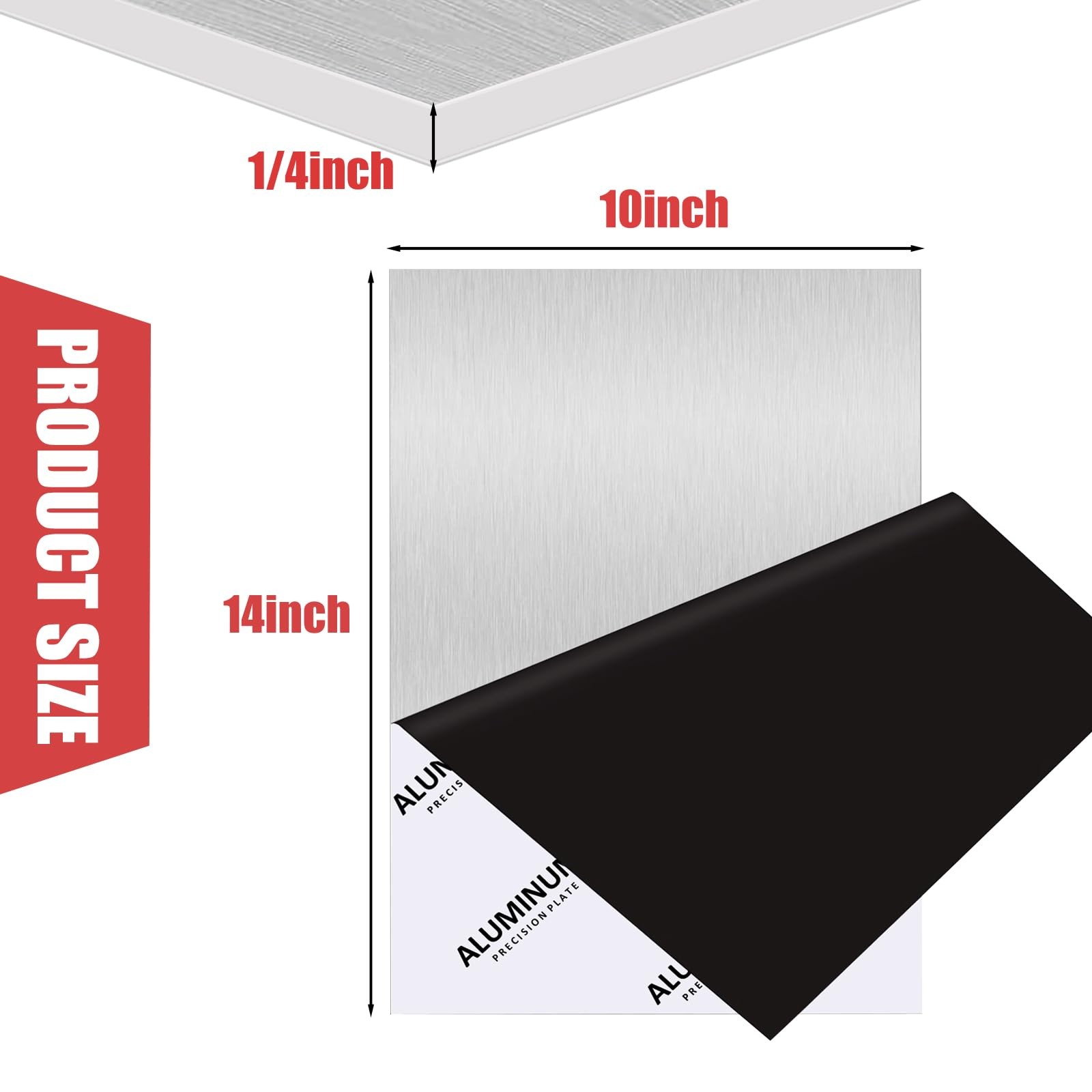 6061 Aluminum Sheet Plate, 10″ x 14″ x 1/4″ Thickness Heavy Duty Aluminum She