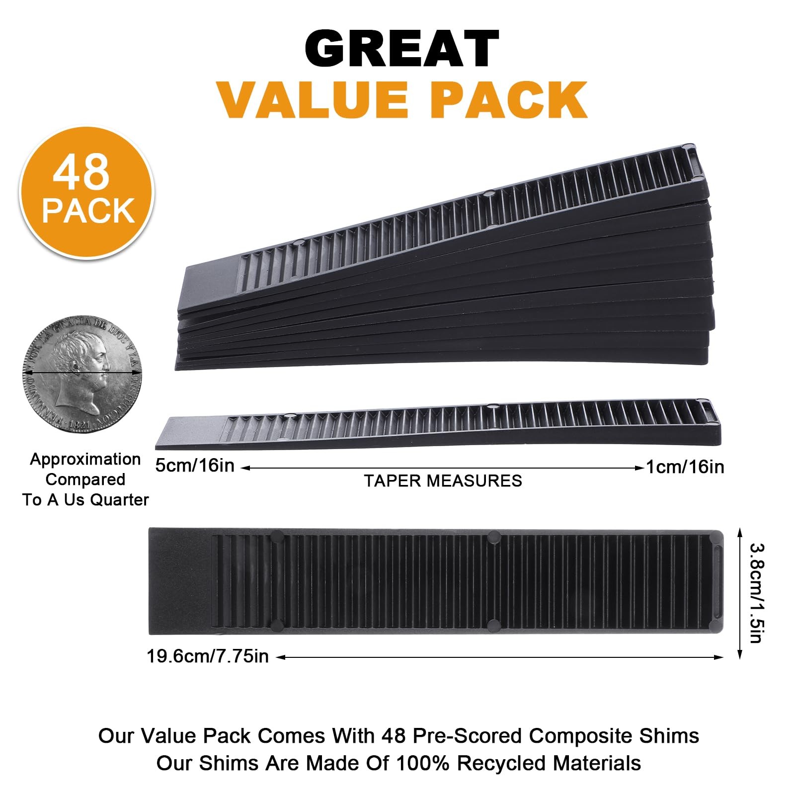 Composite Shims (48 Pack) – Hard Composite Shims for Home Improvement – Never…