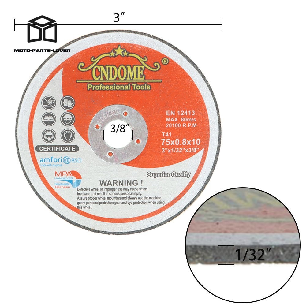 25 Pack Metal And Stainless Steel Cut Off Wheels 3″ x 1/32″ x 3/8″
