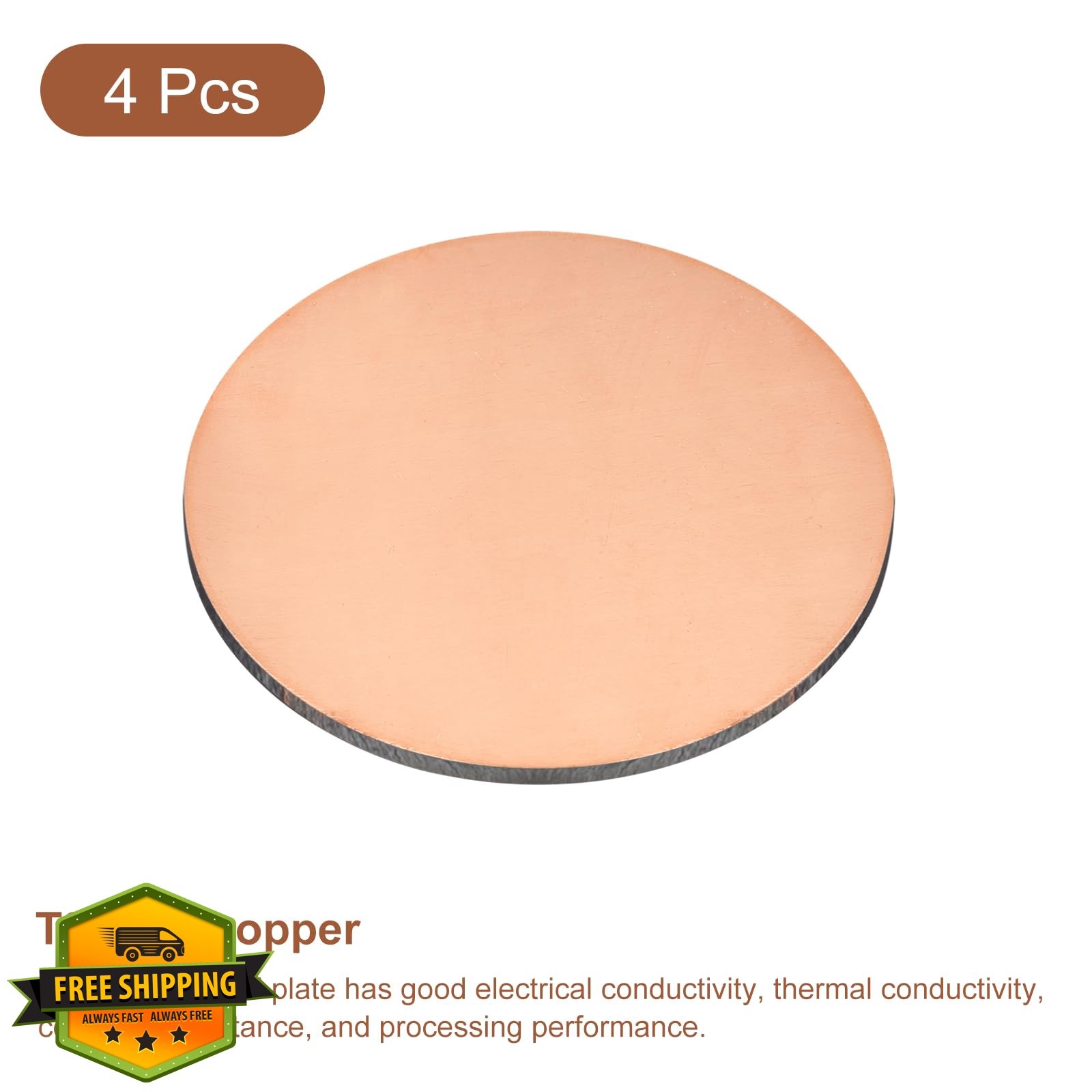 uxcell 4pcs 2″ x 0.08″ Copper Sheet Plate
