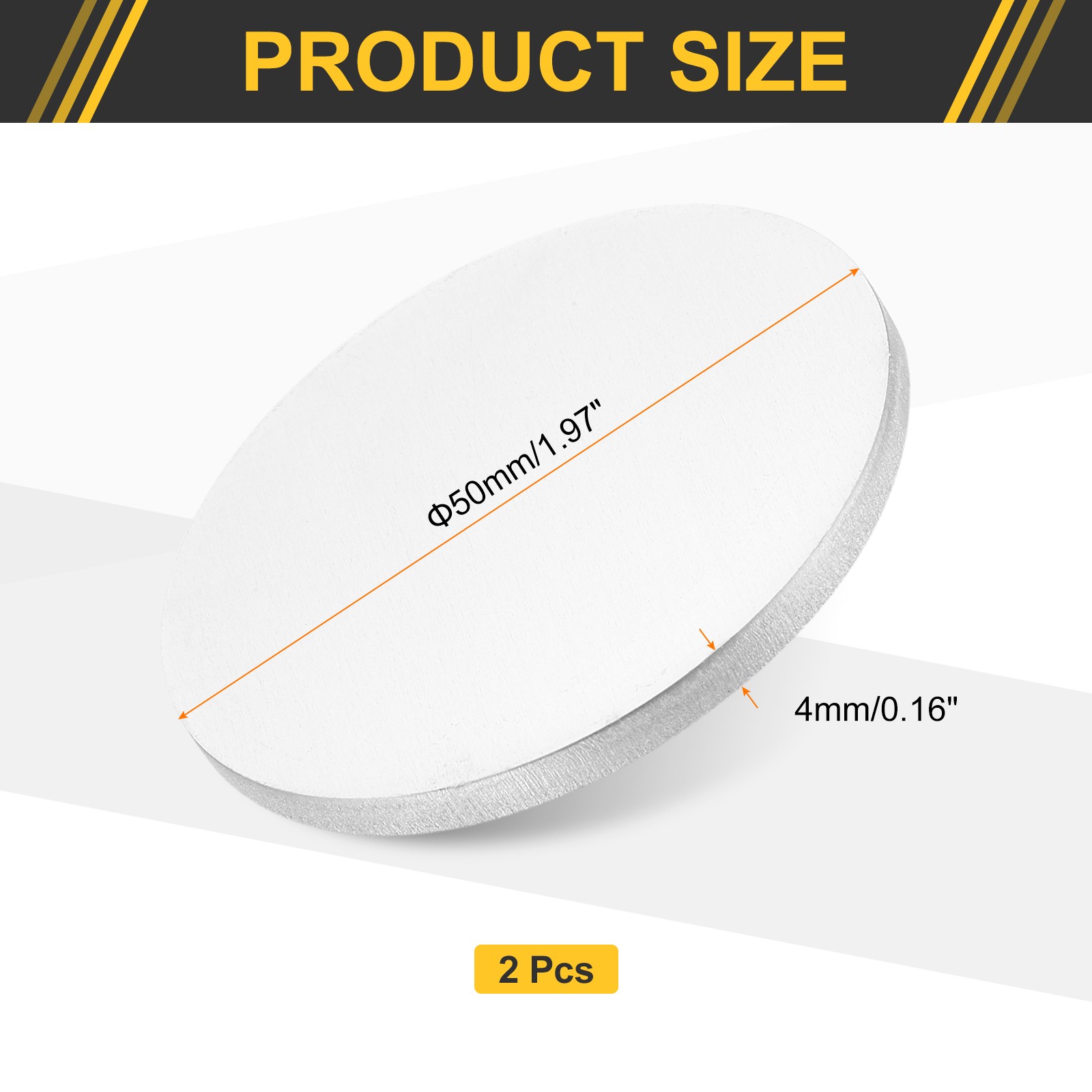 2Pcs Aluminum Disc 2″(50mm) Dia 0.16″(4mm) Thick Round 1060 Aluminum Sheets