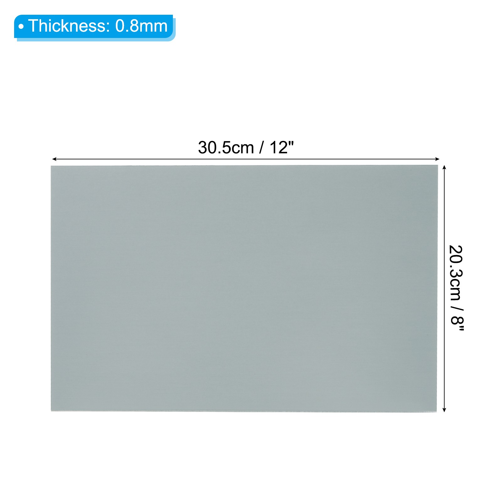 8×12 Inch Anodized Aluminum Sheet Metal, 1Pcs Laser Plates Engraving, Gray
