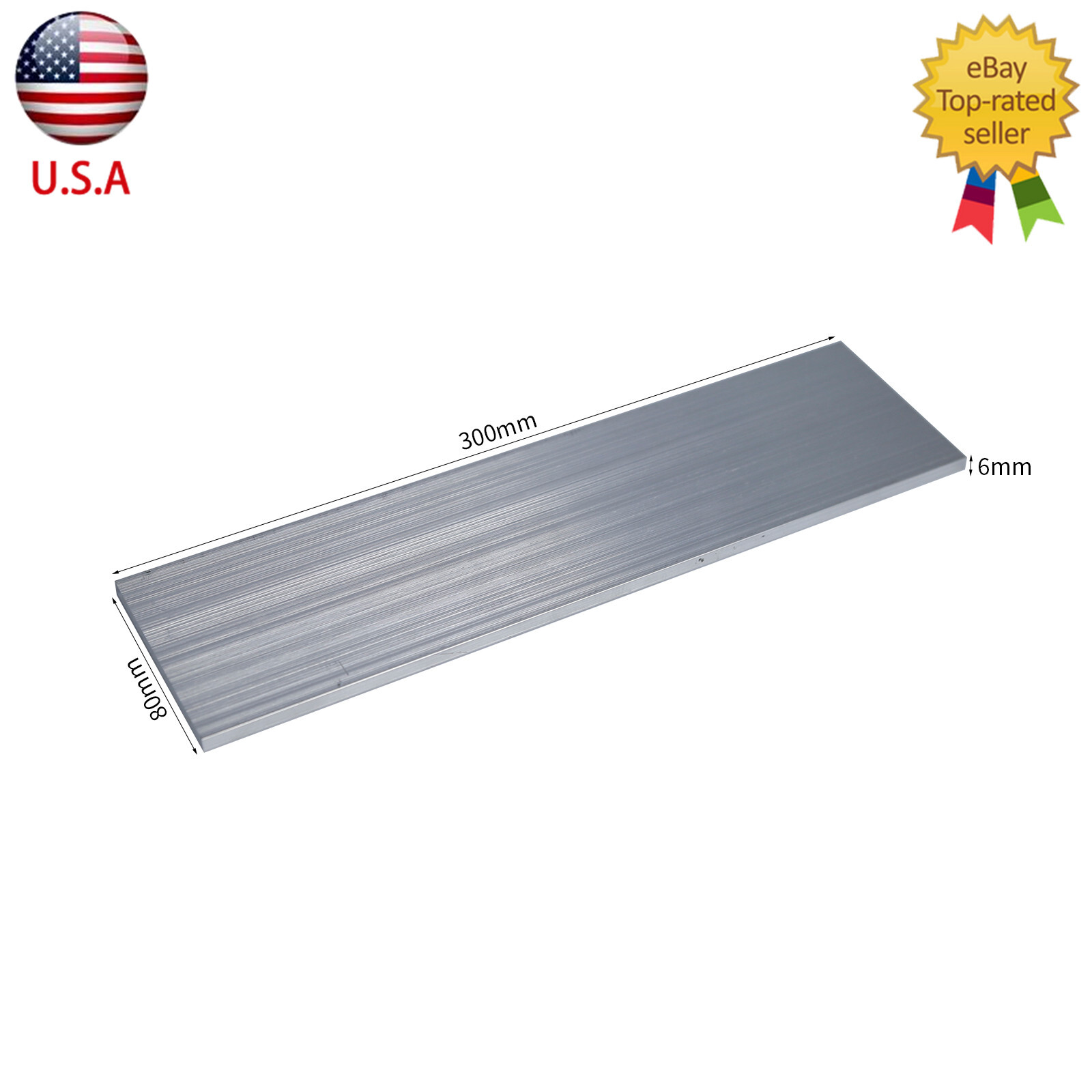 2x Metal T6061 Aluminum Flat Plate Sheet Stock Length 300mm Width 80mm Thick 6mm