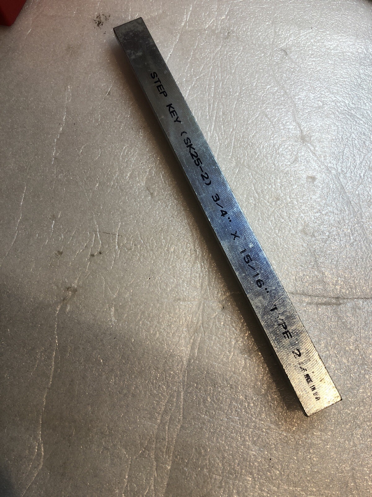 Step Key Stock SK-25-2, 3/4” X 15/16” Type 2, 12 In L, Zinc Plated, Made in USA