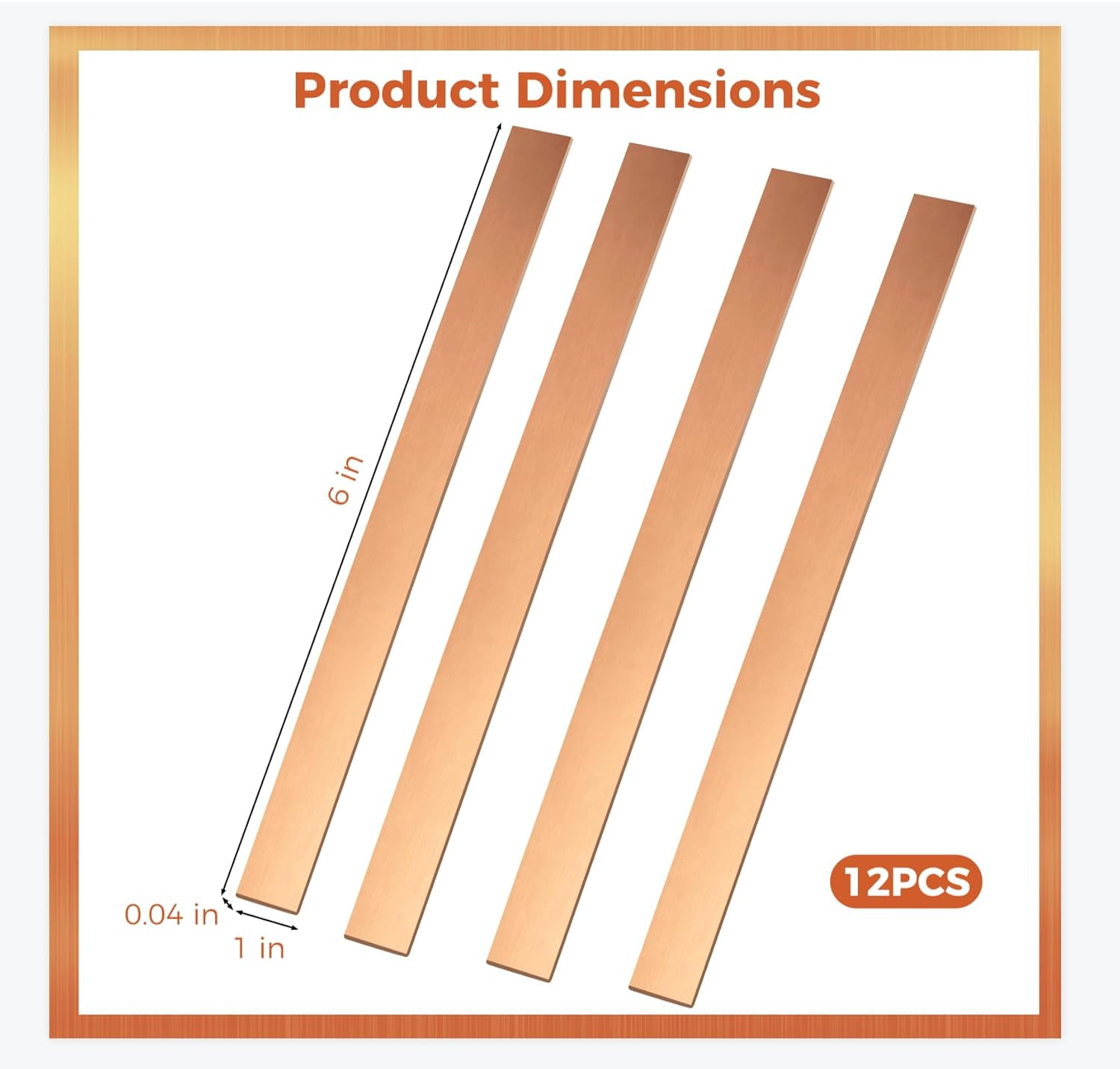 4 PCS Flat Copper Bars – C110 Copper Bus Bar, 1/8 X 1 X 6 Inches Long Solid C…