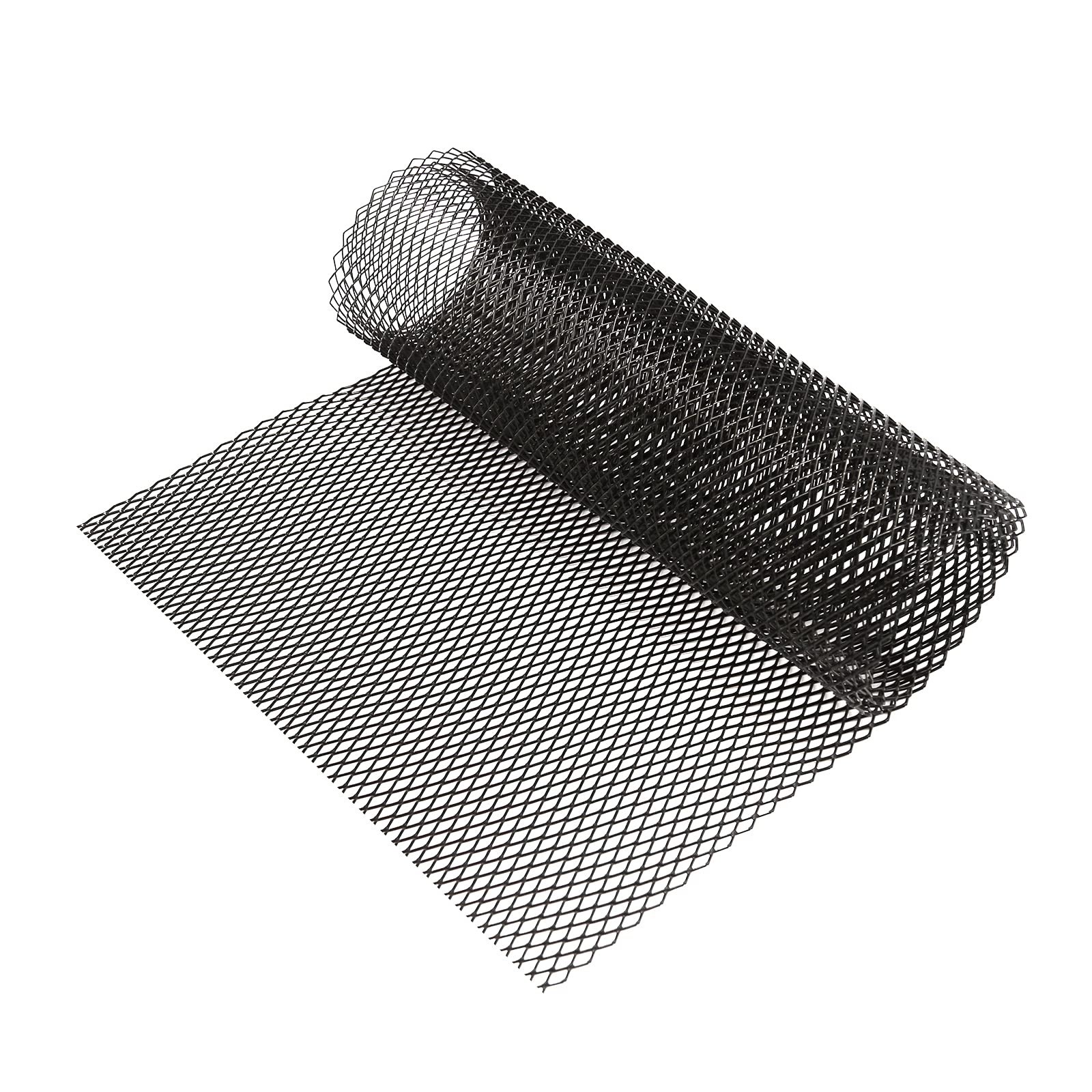 Universal Car Grill Mesh 40″x13″ Black Painted Rhombic-Shape Grids Aluminum A…