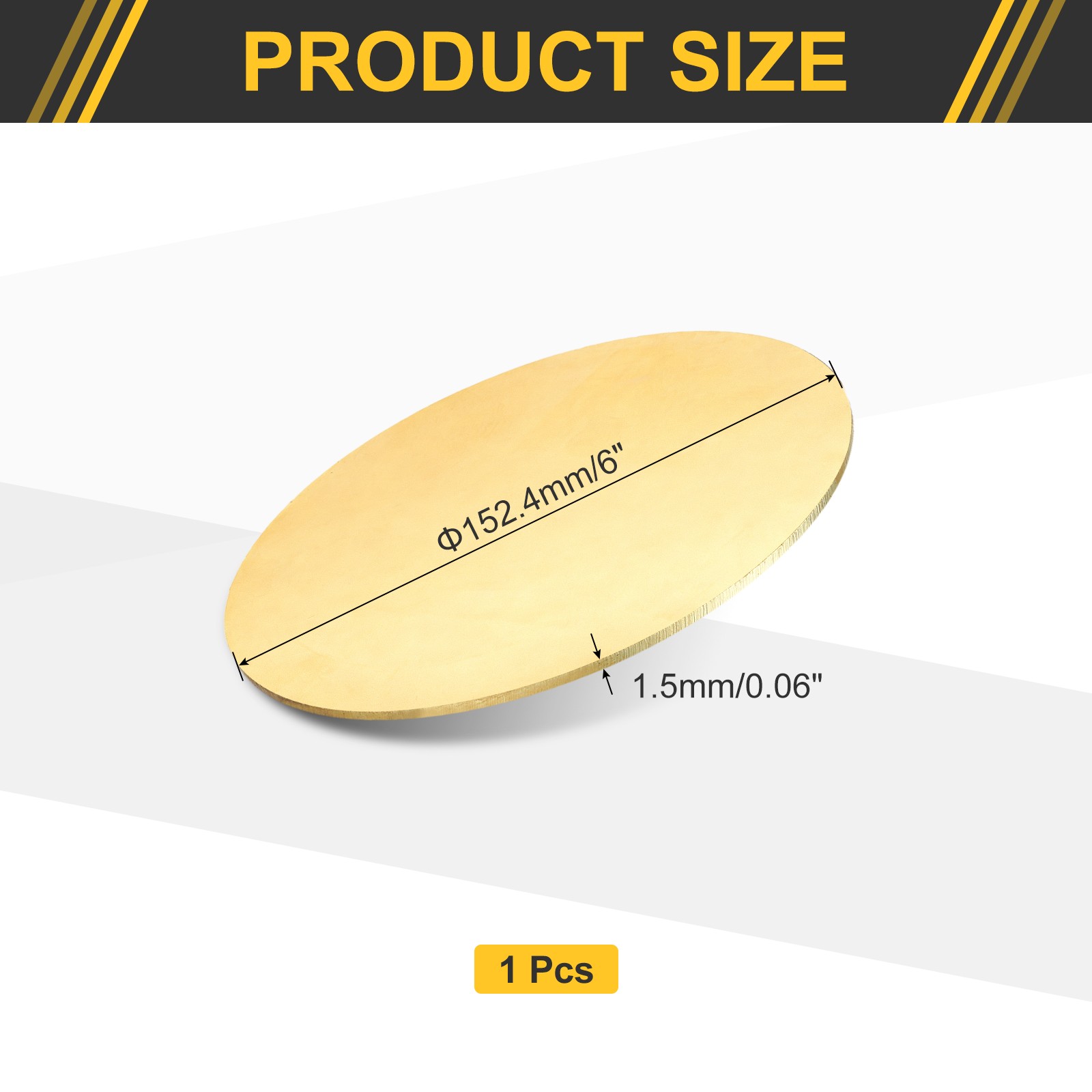 Brass Round Plate, 0.06″(1.5mm) Thick 6″(152mm) Dia H65 Brass Round Sheet