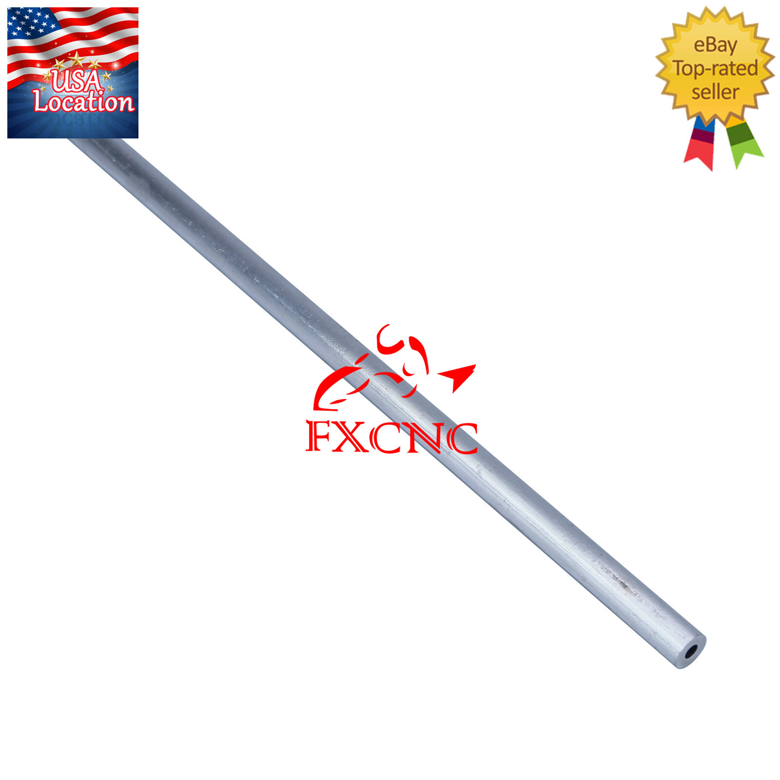 2pcs T6061 Aluminum Rod Stick Hollow Material Length 300mm Hole 5mm Width 12mm