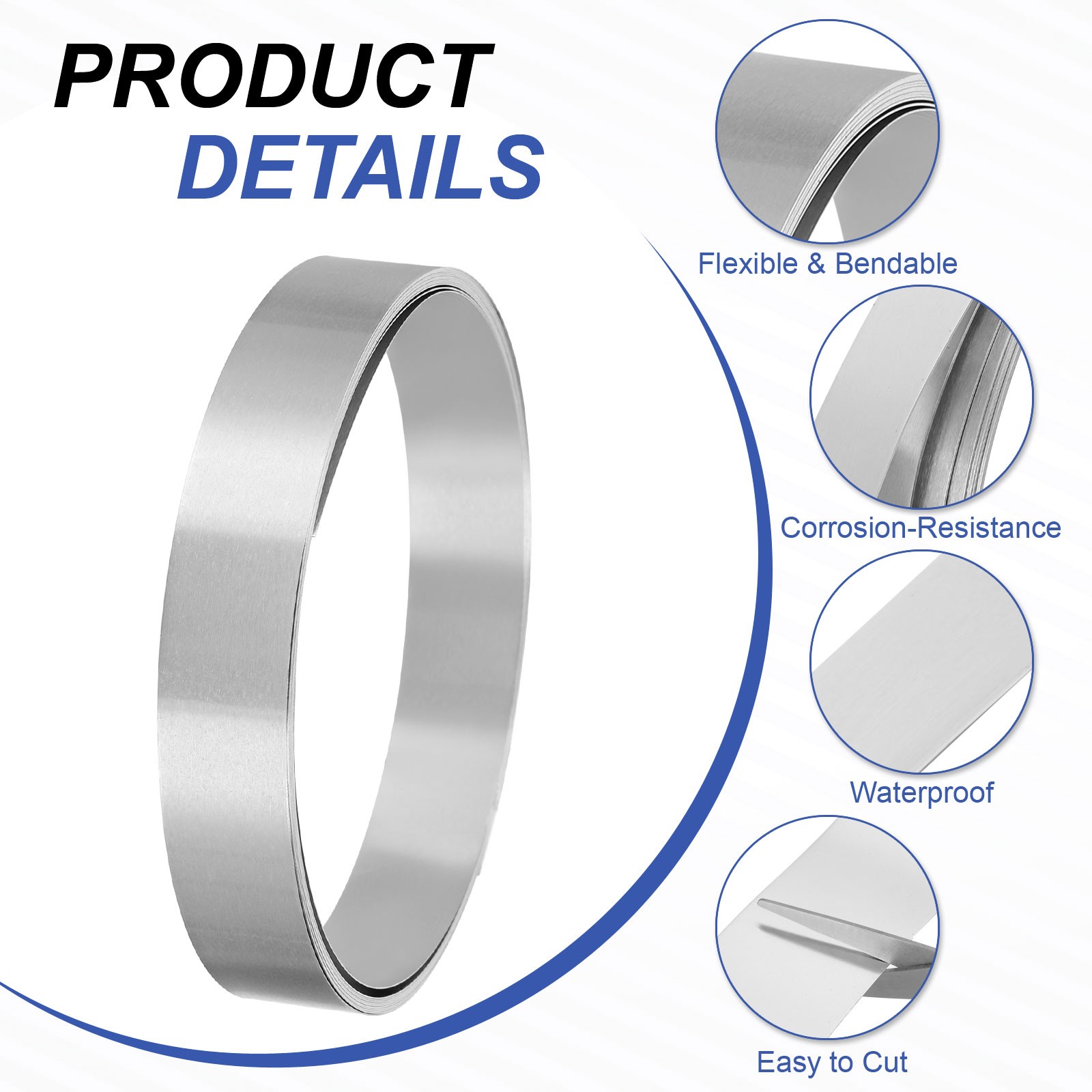 Aluminum Flashing Roll, 3000mm x 15mm x 0.1mm 1060 Aluminum Metal Roll
