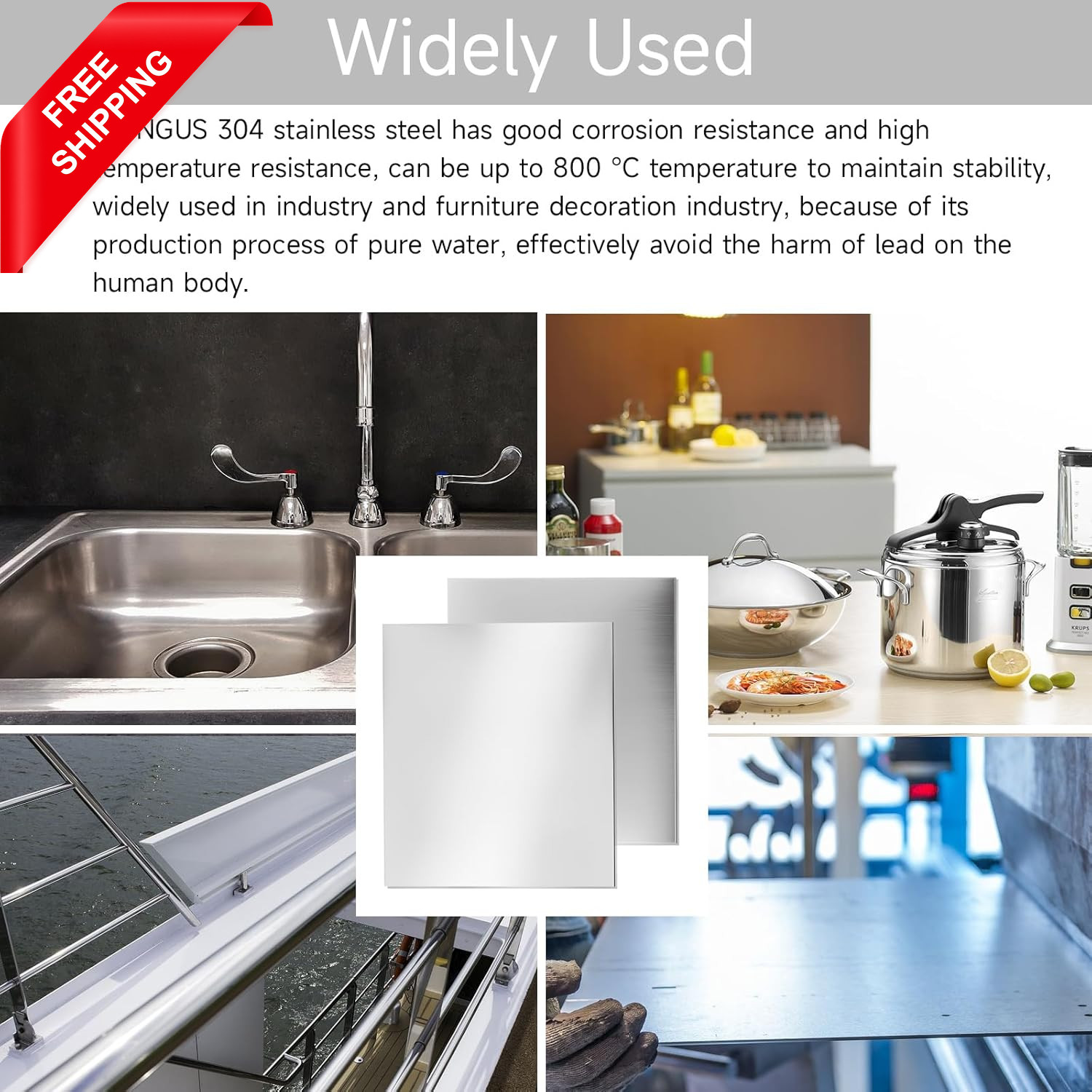 304 Stainless Steel Sheet – 12″ X 12″ X 1/8″ Thin Stainless Steel Plate 1/8 Inch