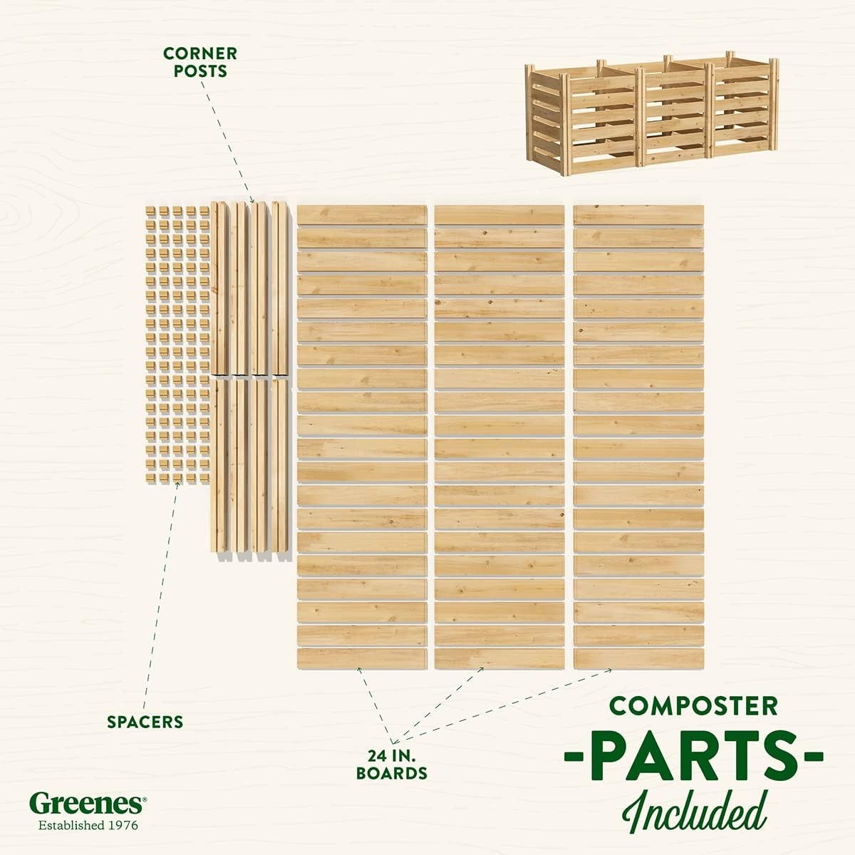 Premium Cedar Wood Composter 24″ W x 72″ L x 31″ H (3/4″ Thick) / 231.9 Gallons