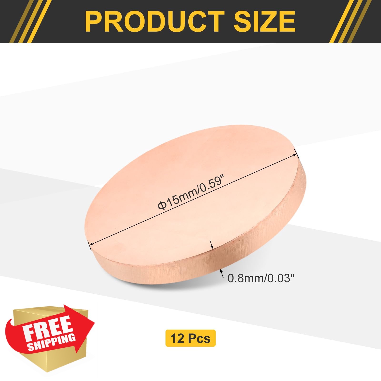 uxcell 12pc 0.8mm x 15mm Copper Round Plate