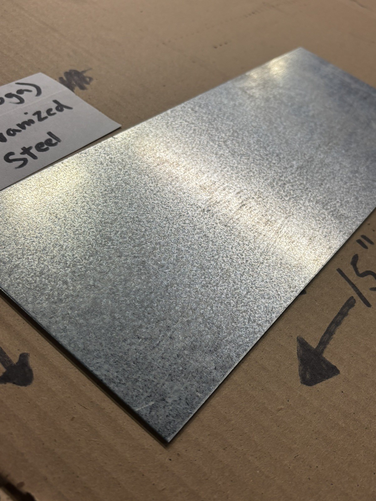16 Gauge (0.060” Thick) Galvanized Steel Sheet Metal 6” x 15” – New