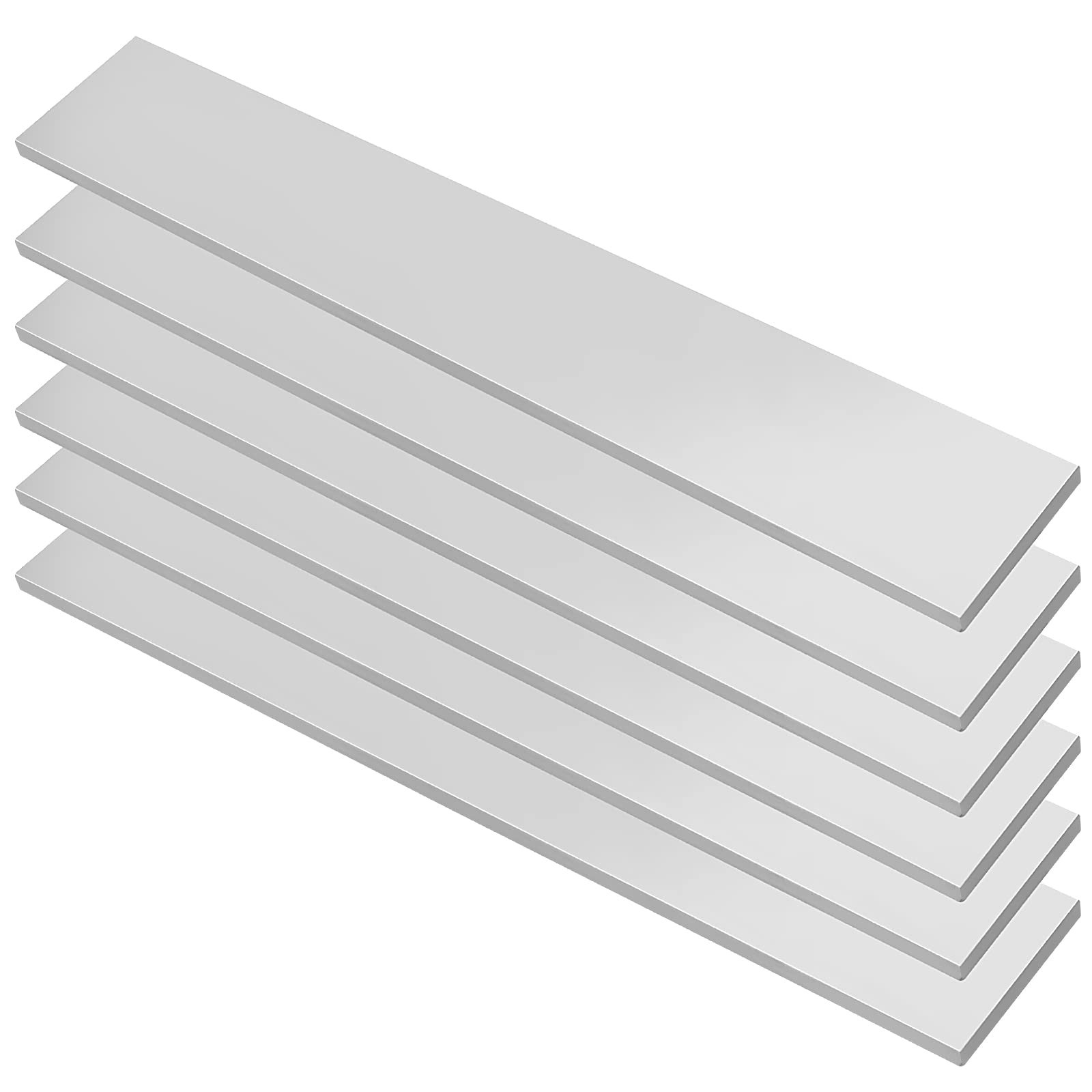 6 Pcs Square 6061 Aluminum Flat Bar Stock Plate Silver 1/4 x 2 x 12 Inch