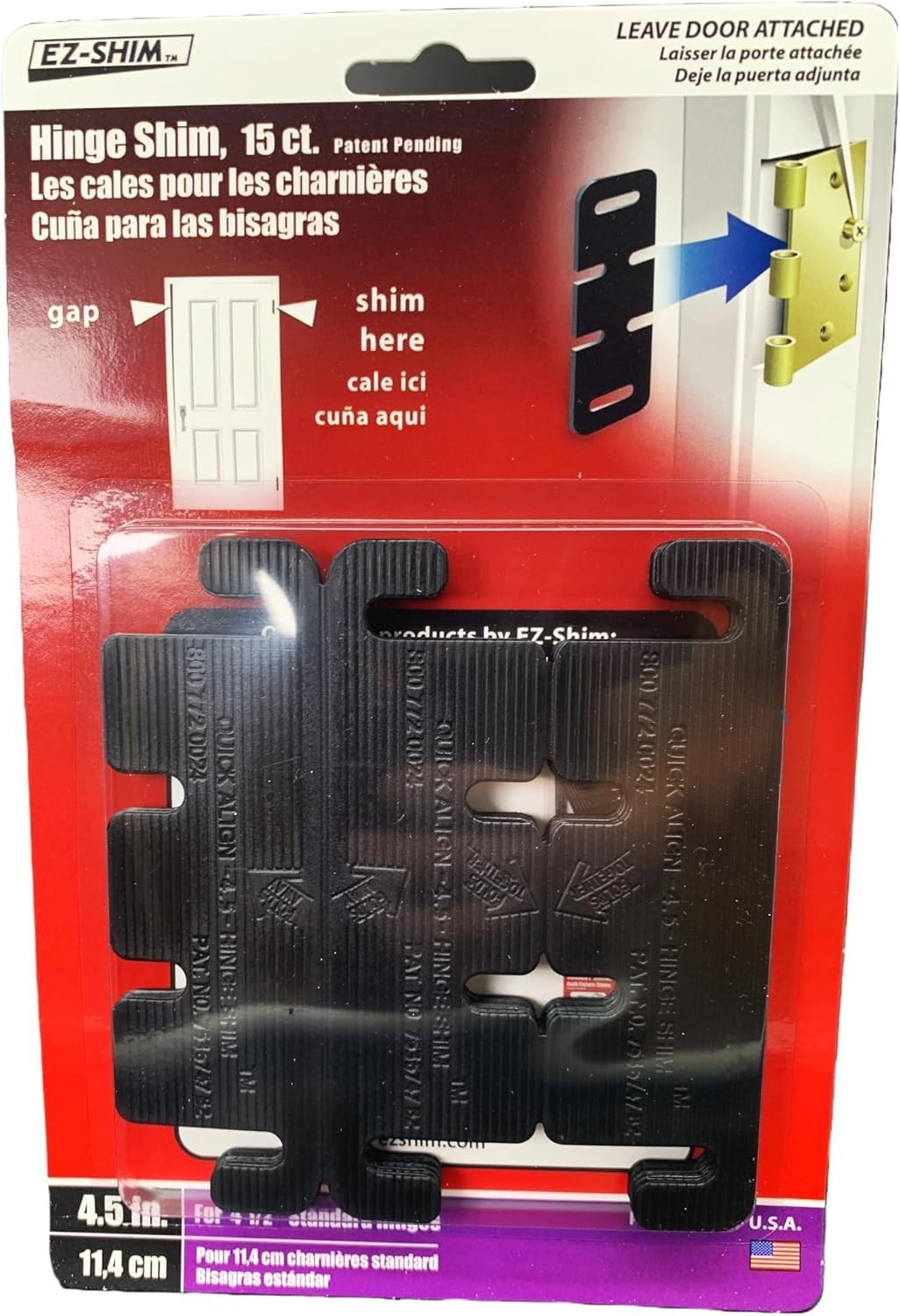 Ez Hs450bp 4.5 Hinge Shim 15 Pac