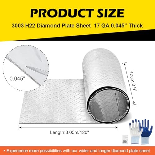 3003 H22 Aluminum Diamond Plate Sheet 4″ x 120″ 17GA 0.045″