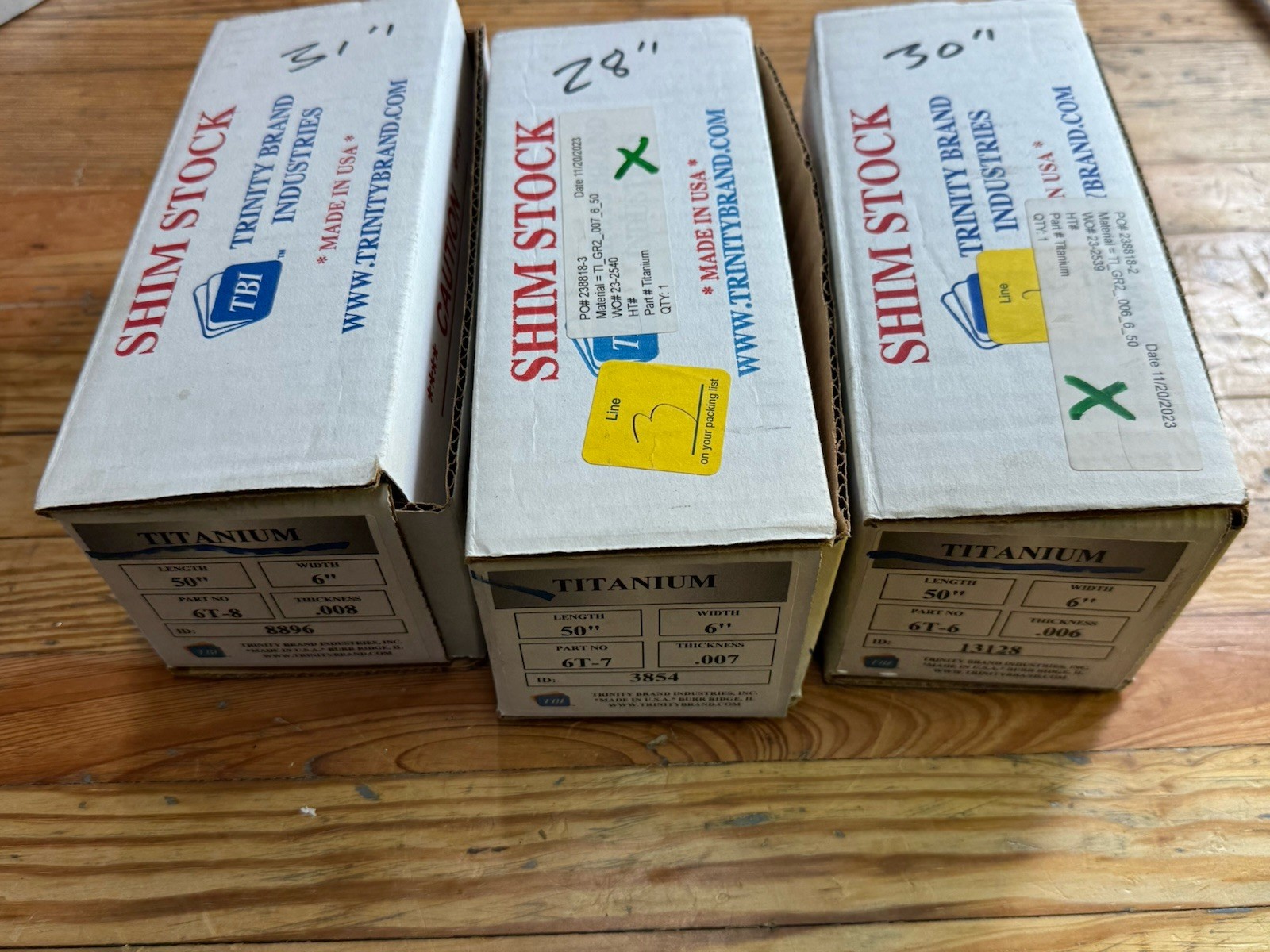Lot Titanium Grade 2 Shim Stock .006 .007 .008 Trinity Brand ASTM B265 Anneal 6”