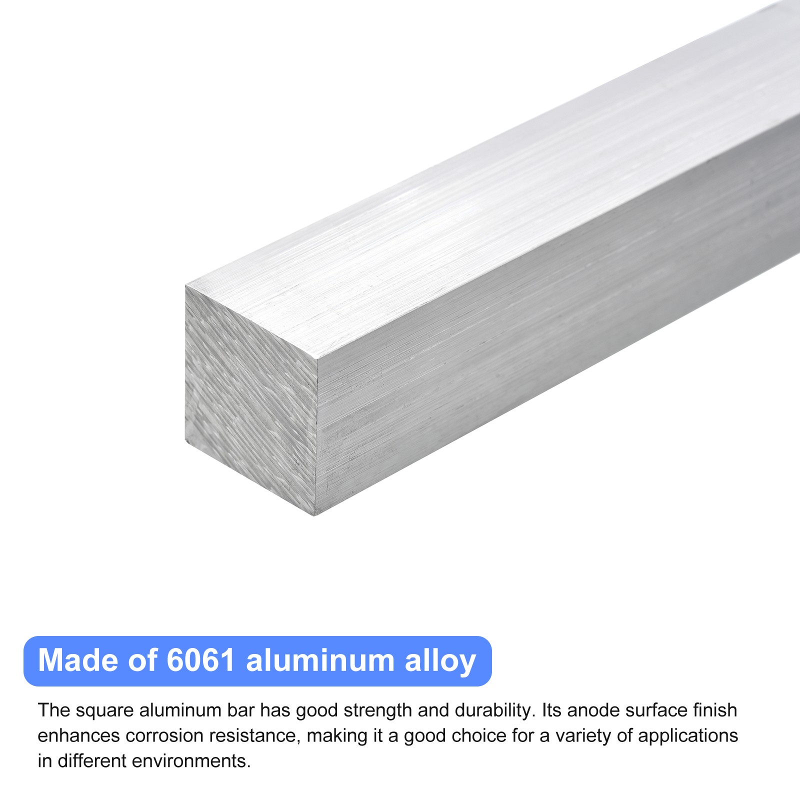 Square Aluminum Flat Bar 1″ Thickness 1″ Width 12″ Length Flat Plate