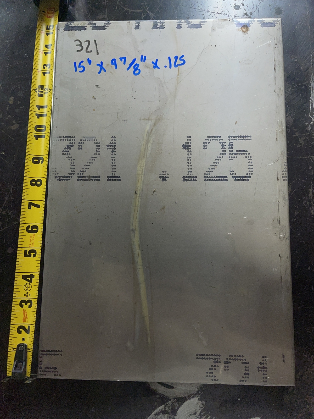 15” X 9 7/8” X .125 321 Stainless Steel Sheet