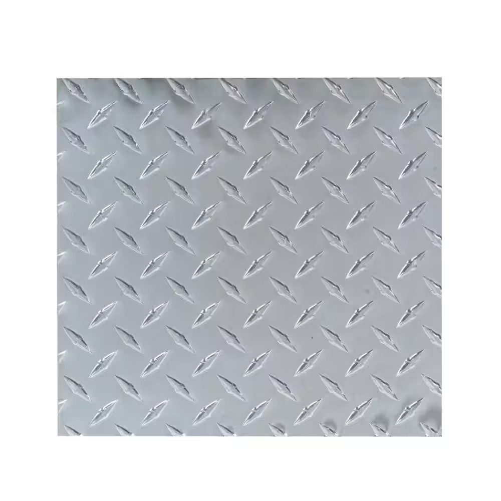 Heavy Weight 36 In. X 36 In. X 0.063 In. Diamond Tread Silver Aluminum Sheet Met