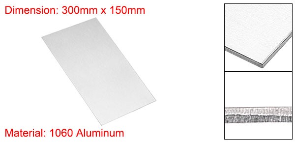 Aluminum Sheet, 300mm x 150mm x 2mm Thickness 1060 Aluminum Plate
